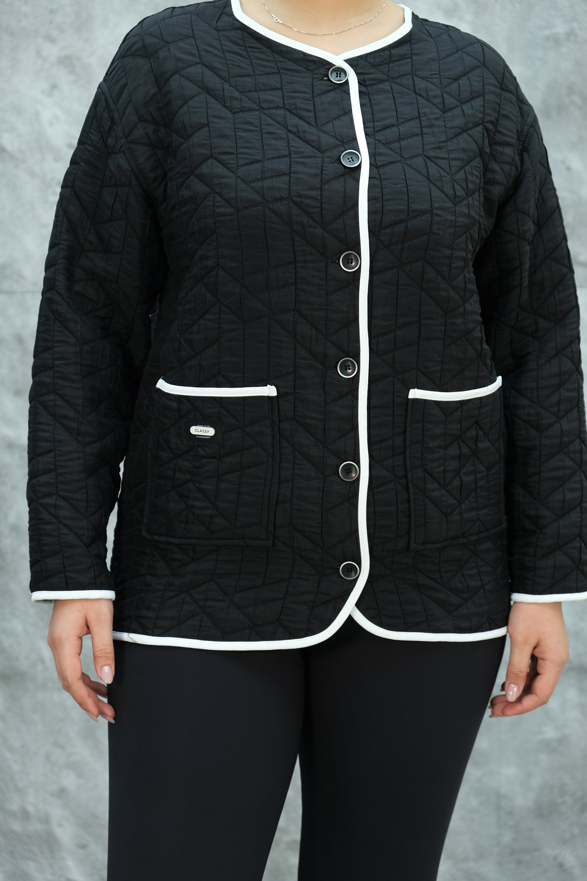 Plus Size Short Sport Jacket-Black