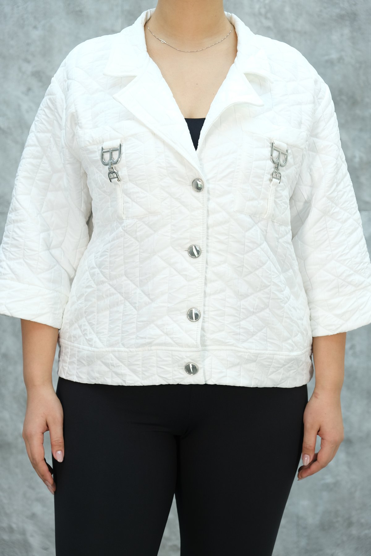 Plus Size Short Sport Jacket-White