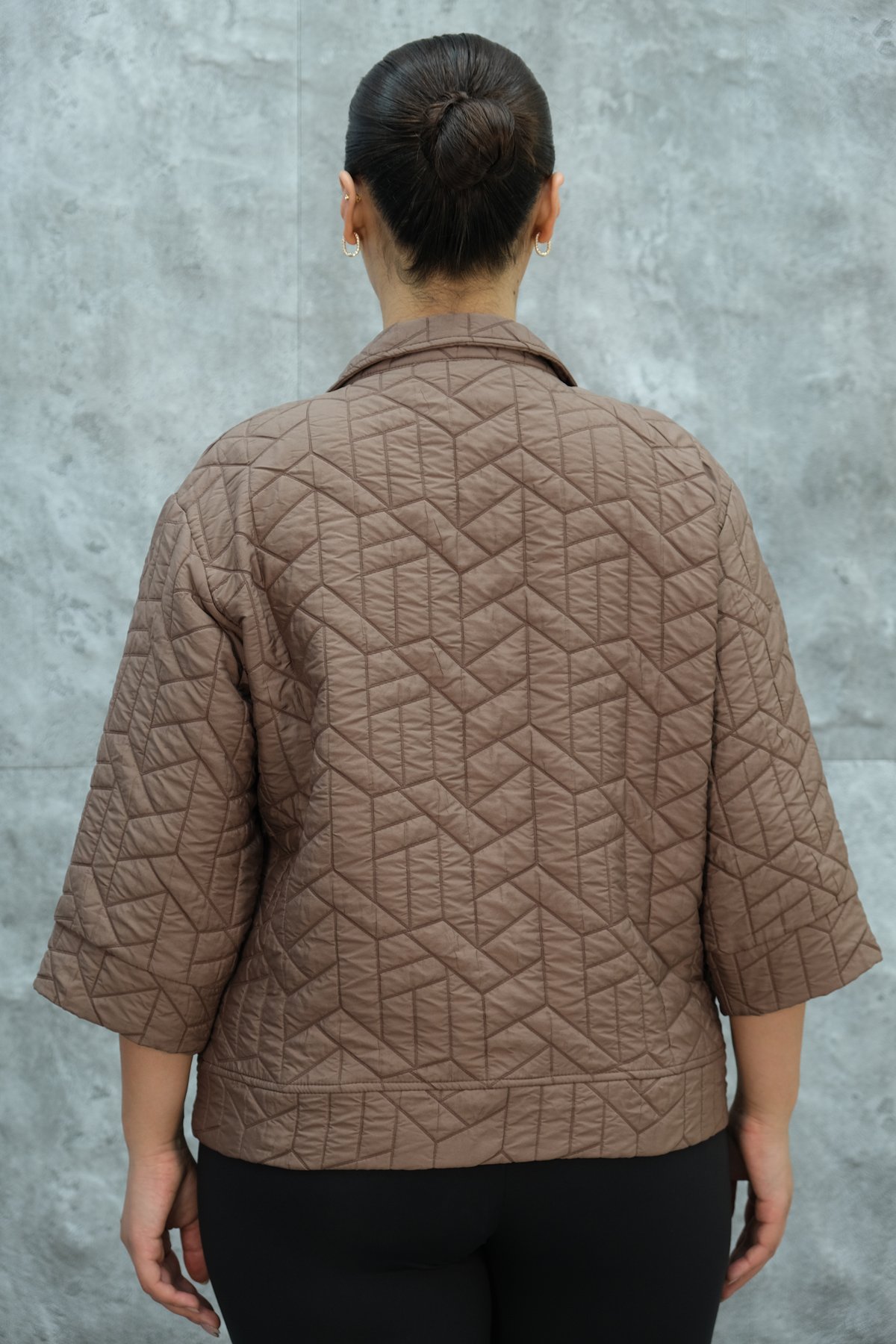 Plus Size Short Sport Jacket-Brown