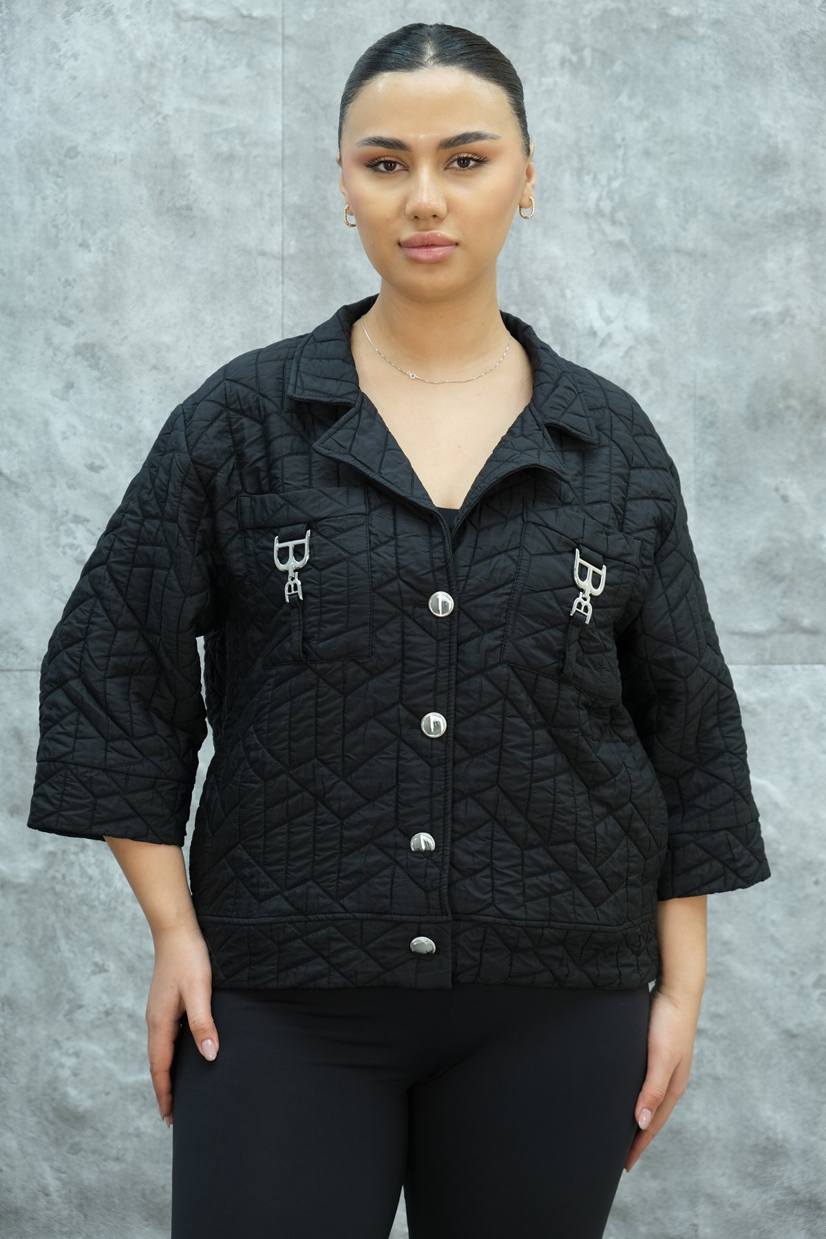 Plus Size Short Sport Jacket-Black