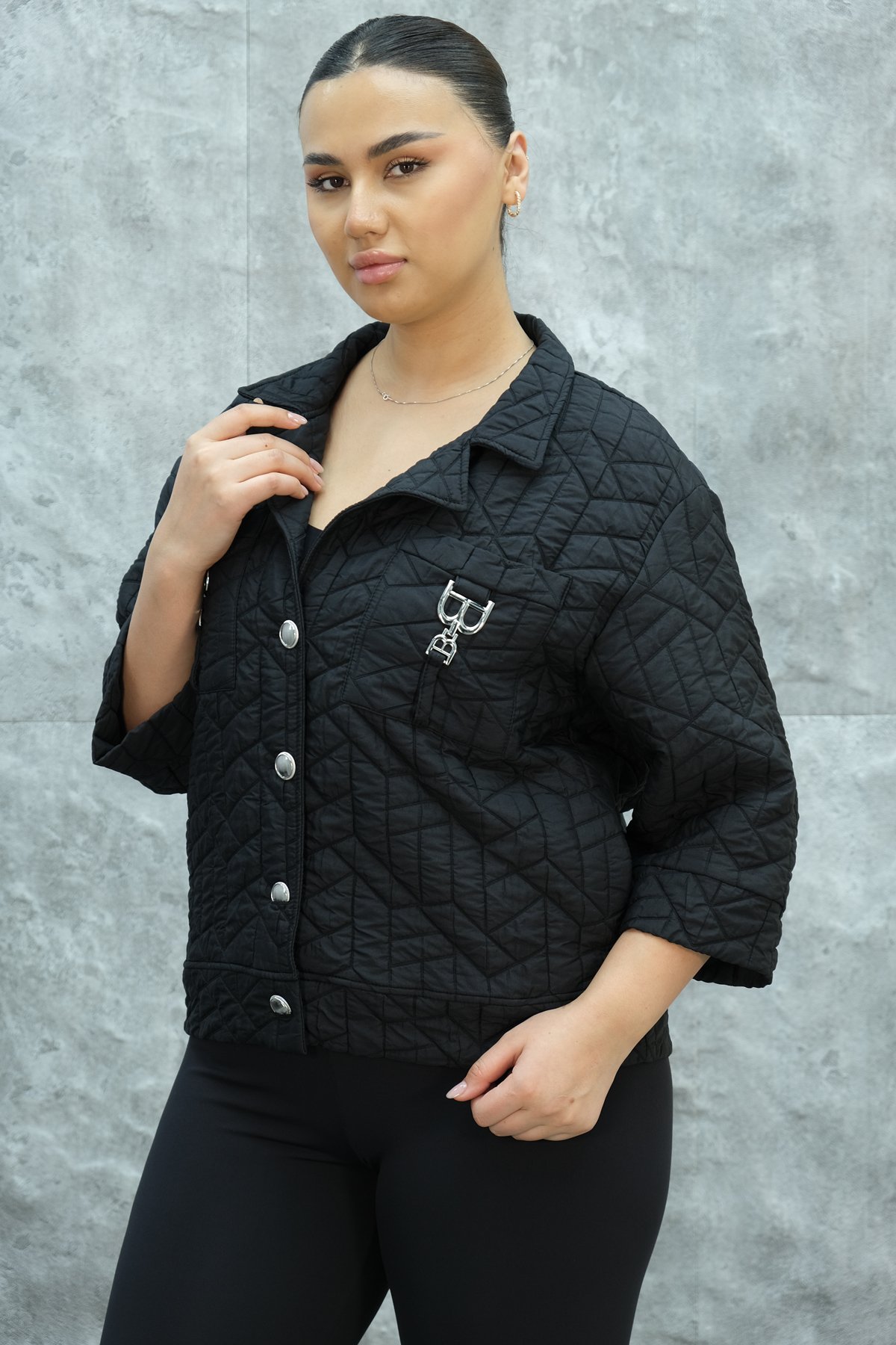 Plus Size Short Sport Jacket-Black