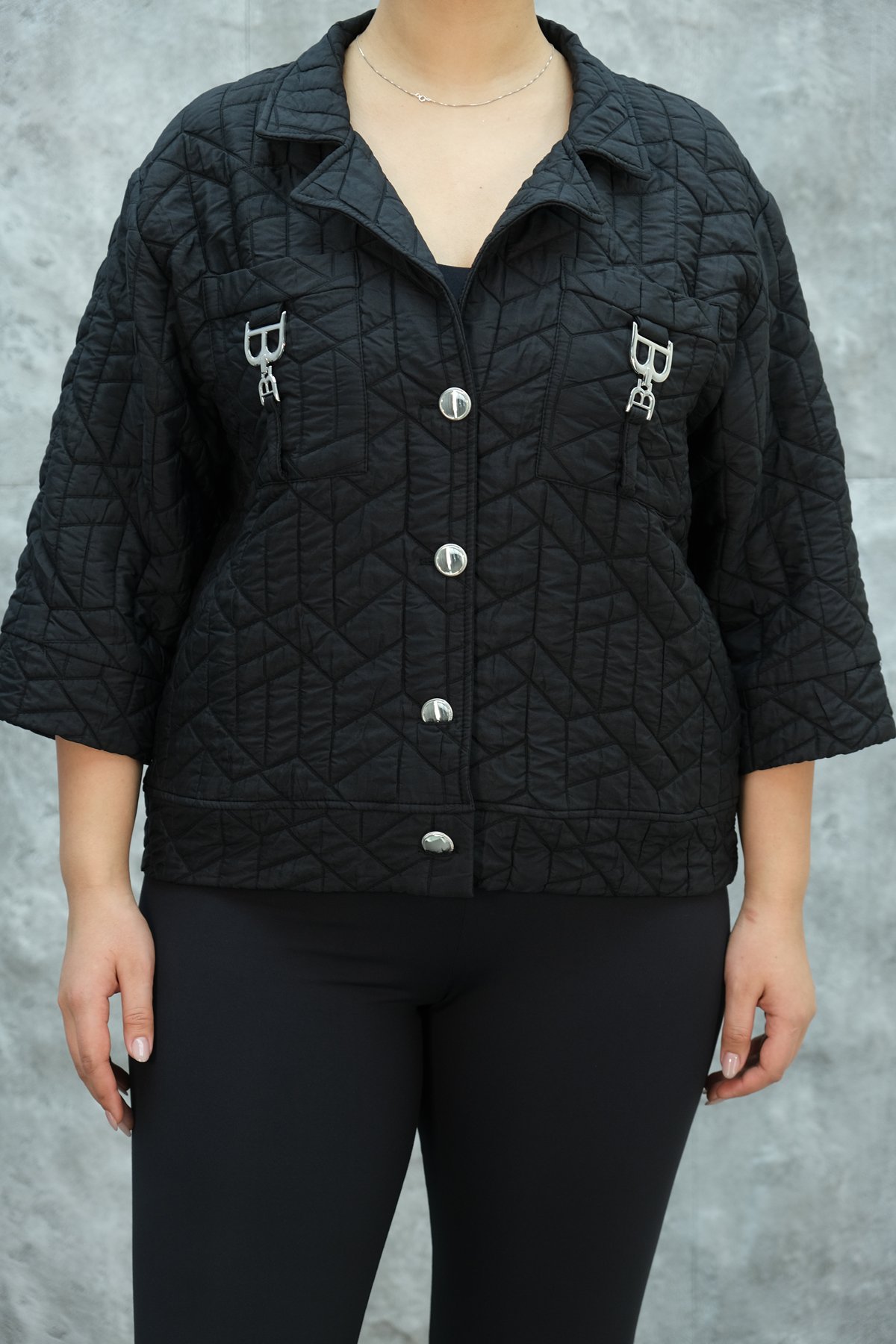 Plus Size Short Sport Jacket-Black