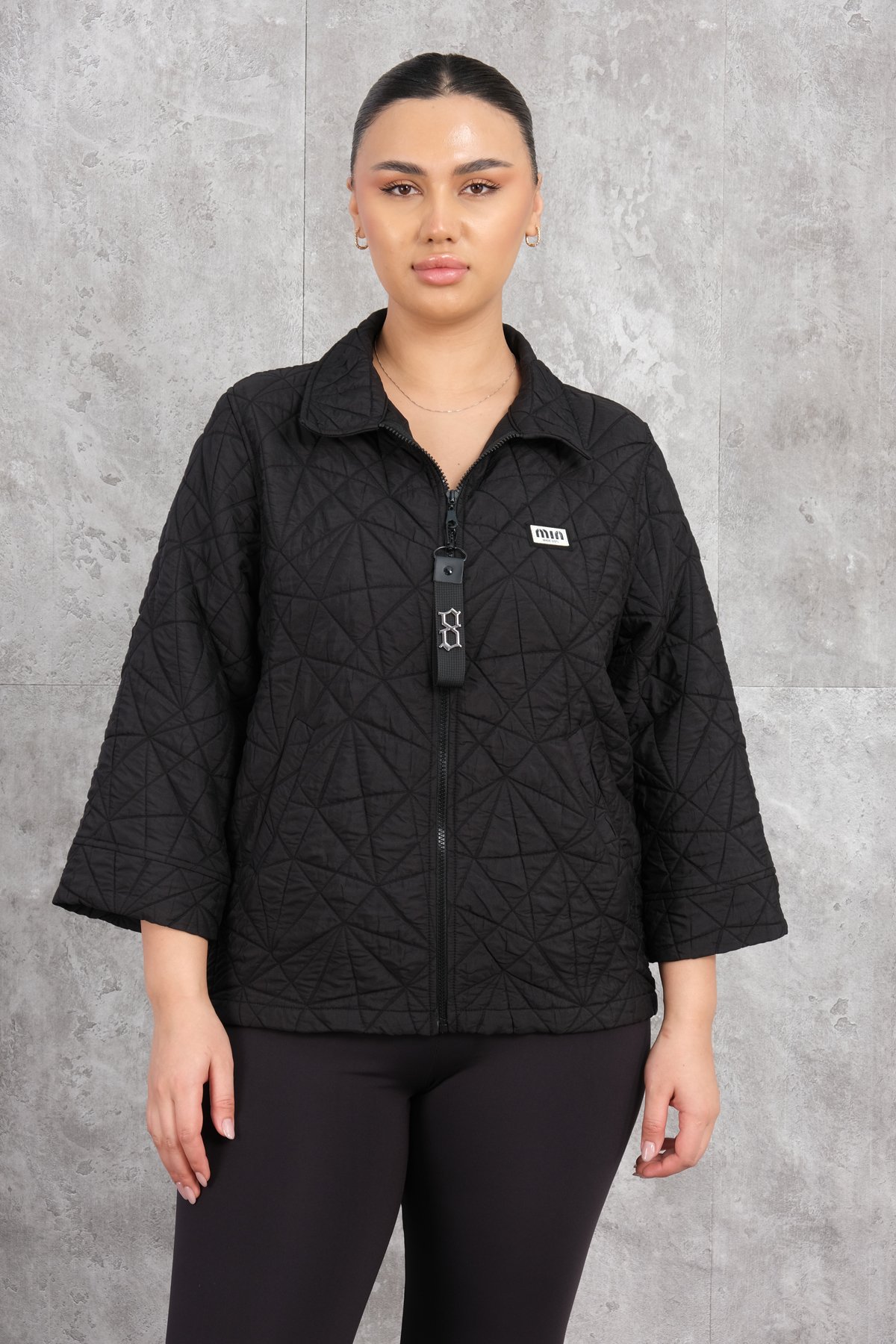 Plus Size Short Sport Jacket-Black