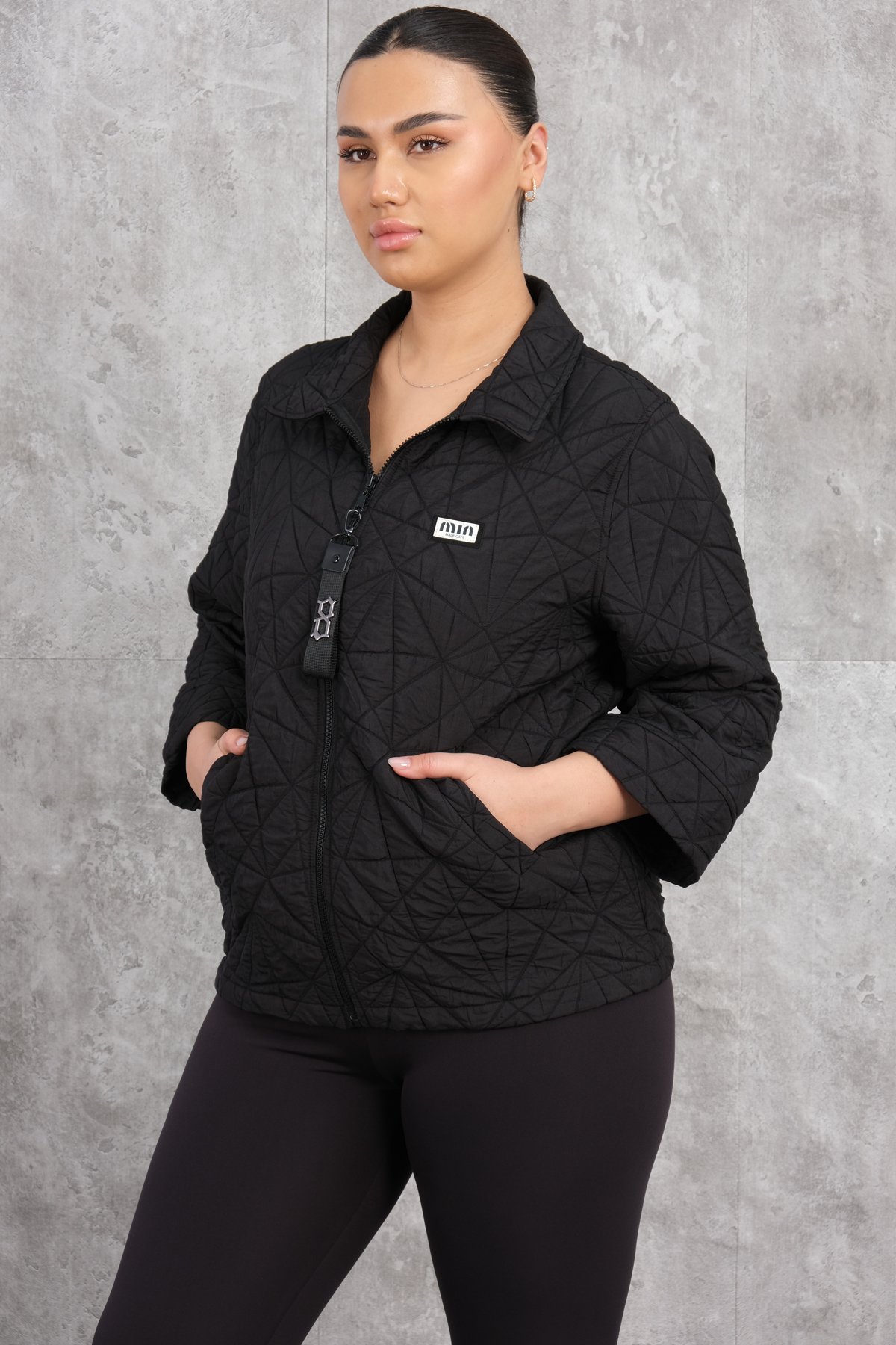 Plus Size Short Sport Jacket-Black