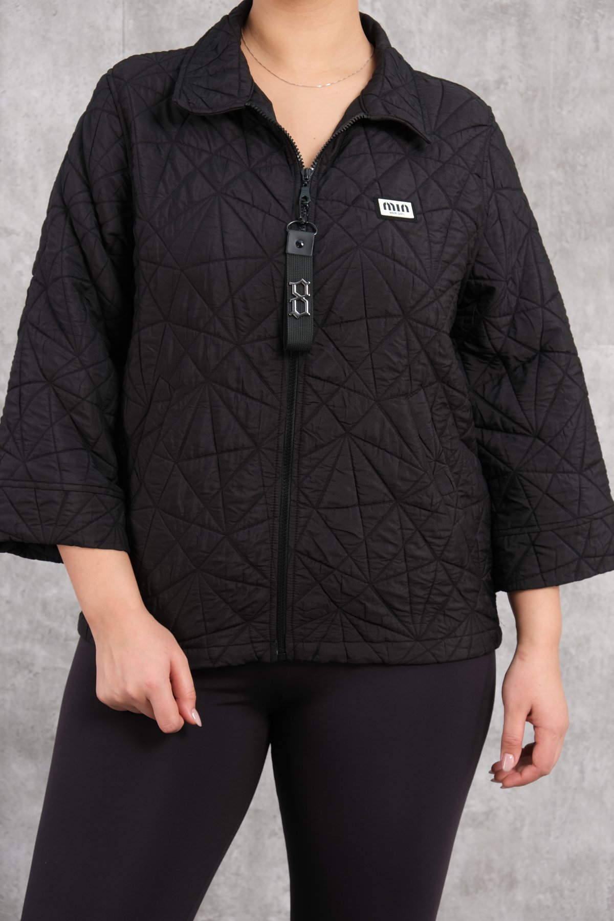 Plus Size Short Sport Jacket-Black