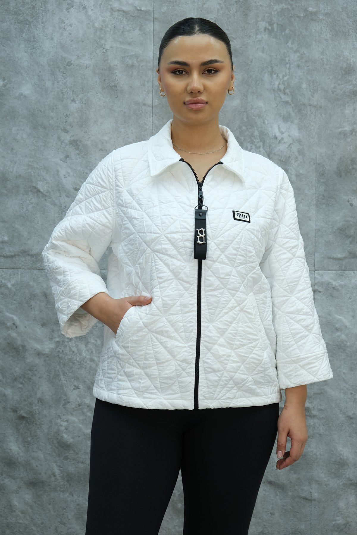 Plus Size Short Sport Jacket-White