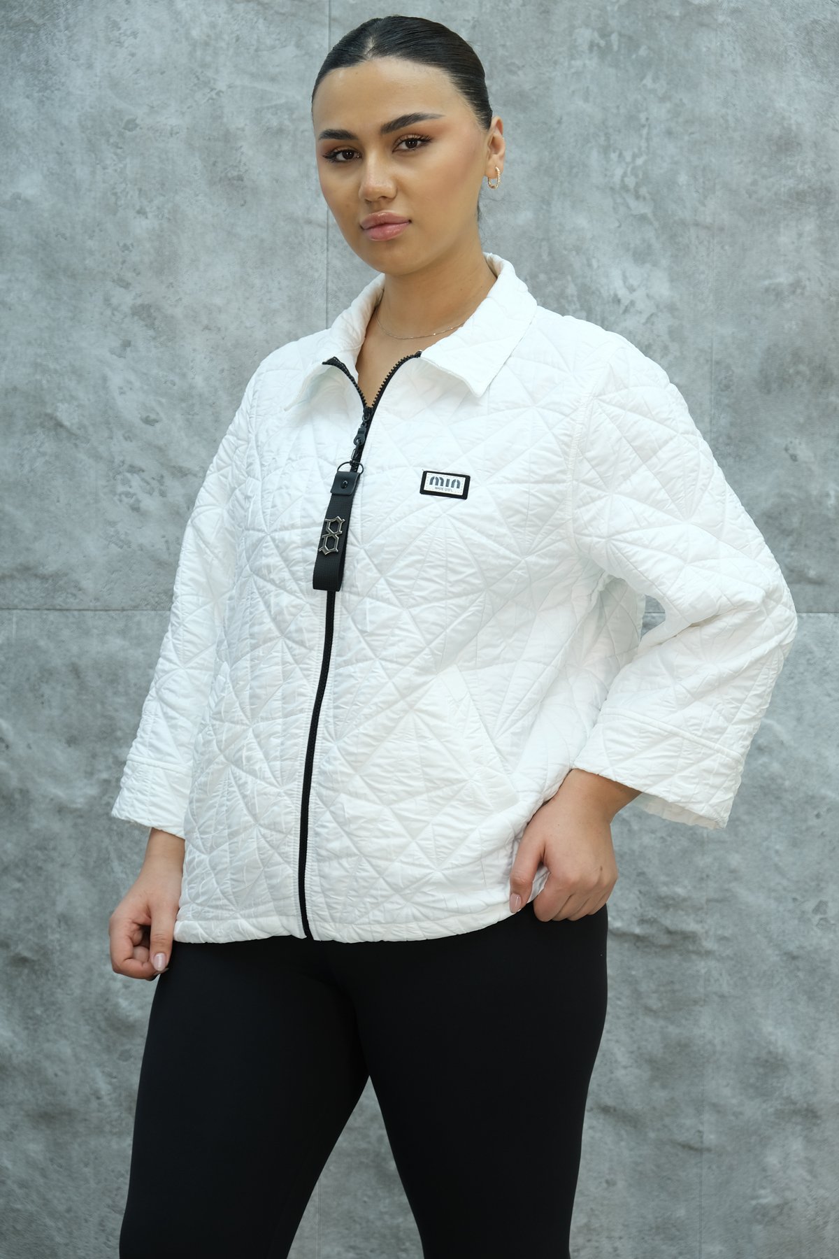 Plus Size Short Sport Jacket-White