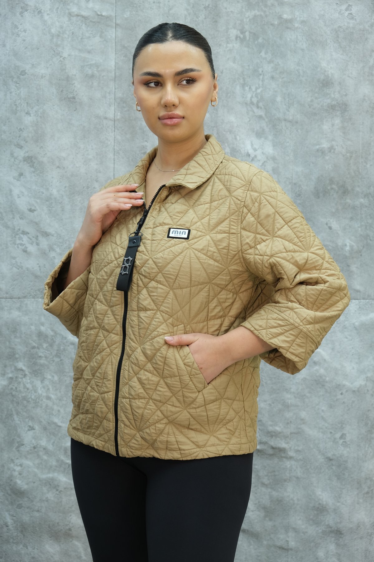 Plus Size Short Sport Jacket-Mustard