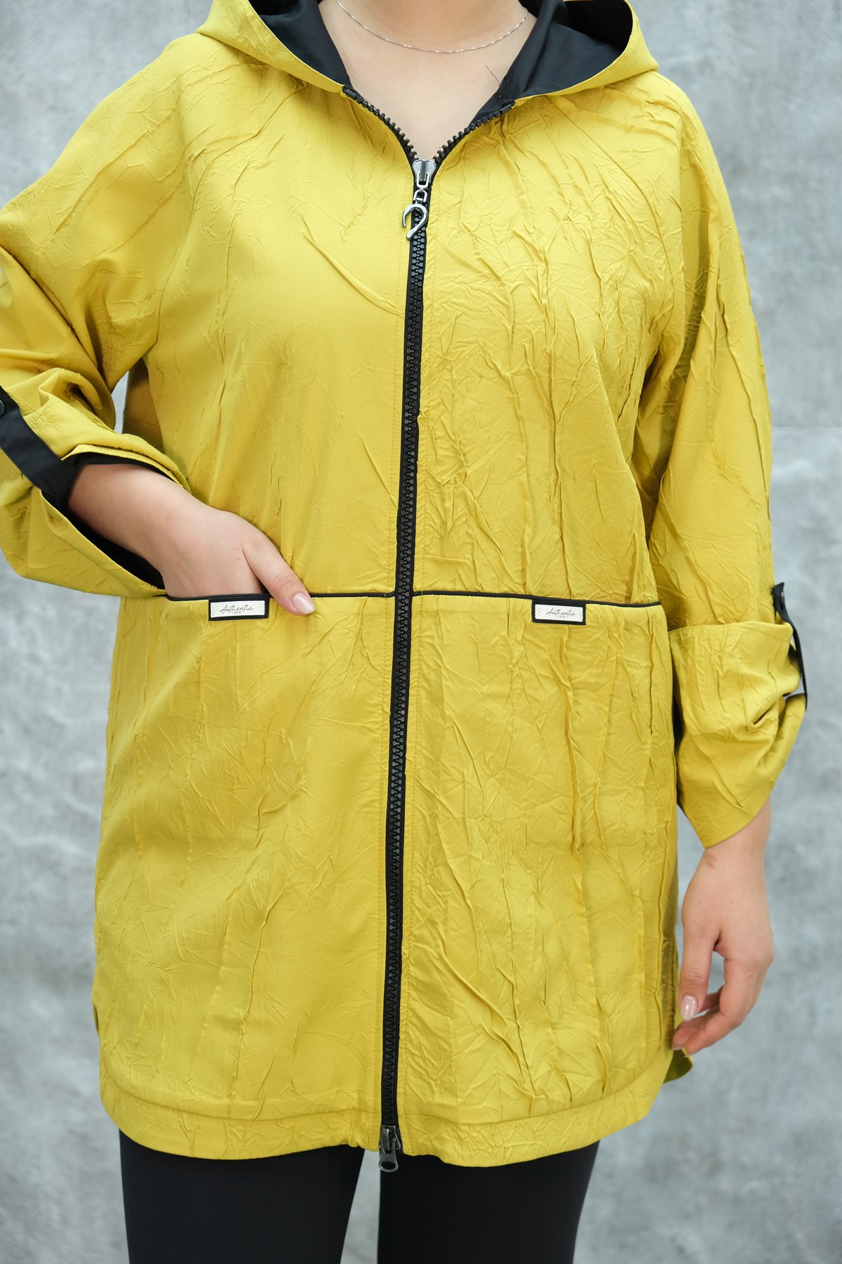 Plus Size Trench Coat-Yellow