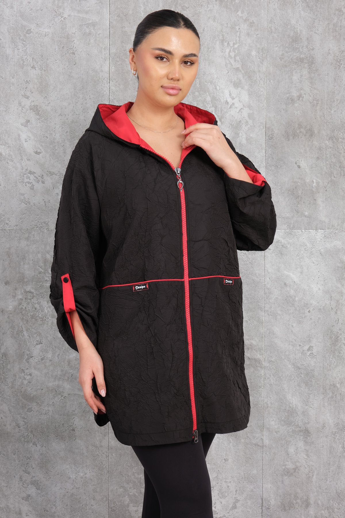Plus Size Trench Coat-Black