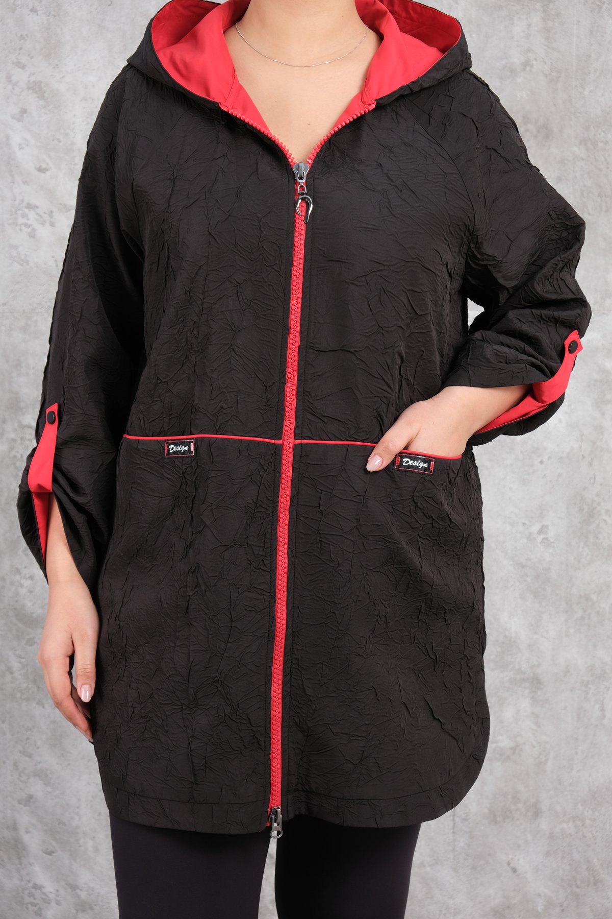 Plus Size Trench Coat-Black