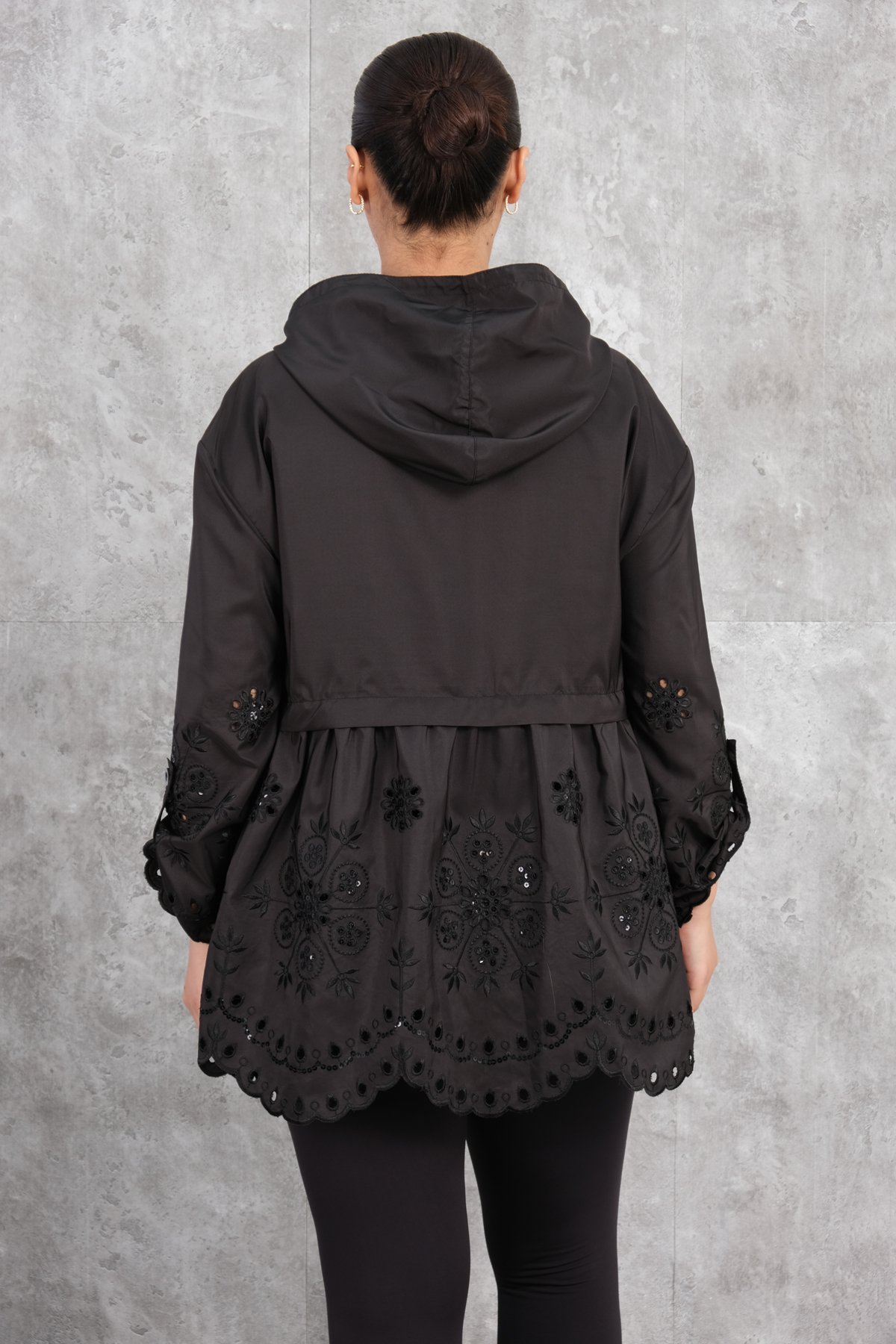 Plus Size Trench Coat-Black