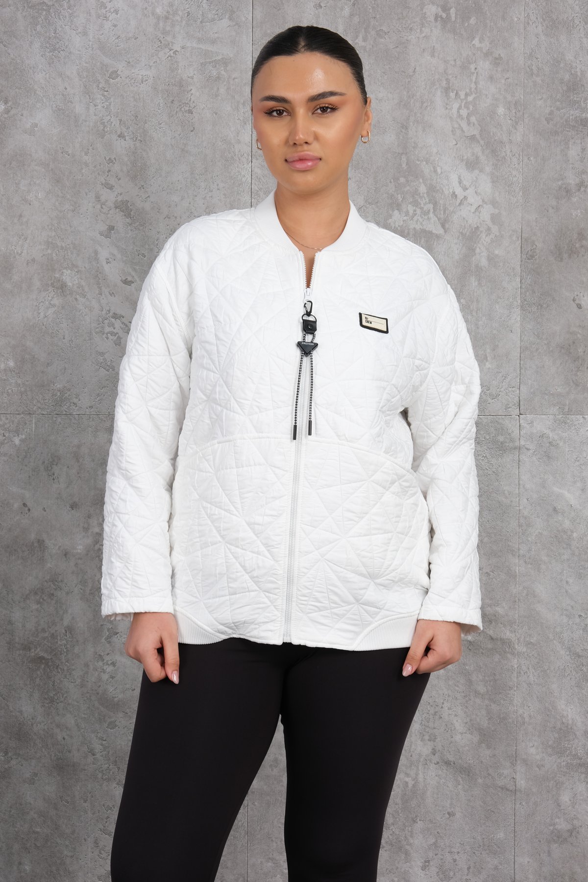 Plus Size Short Sport Jacket-White