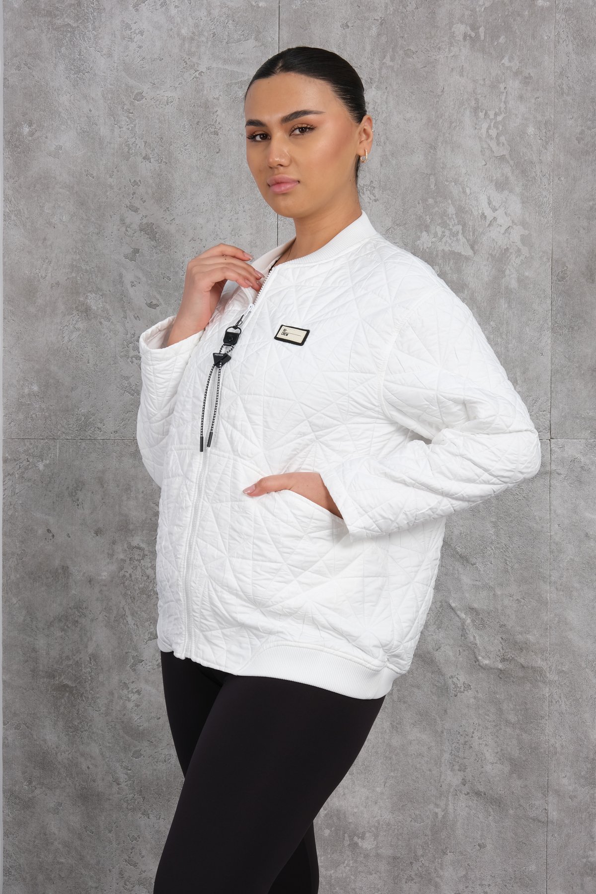 Plus Size Short Sport Jacket-White
