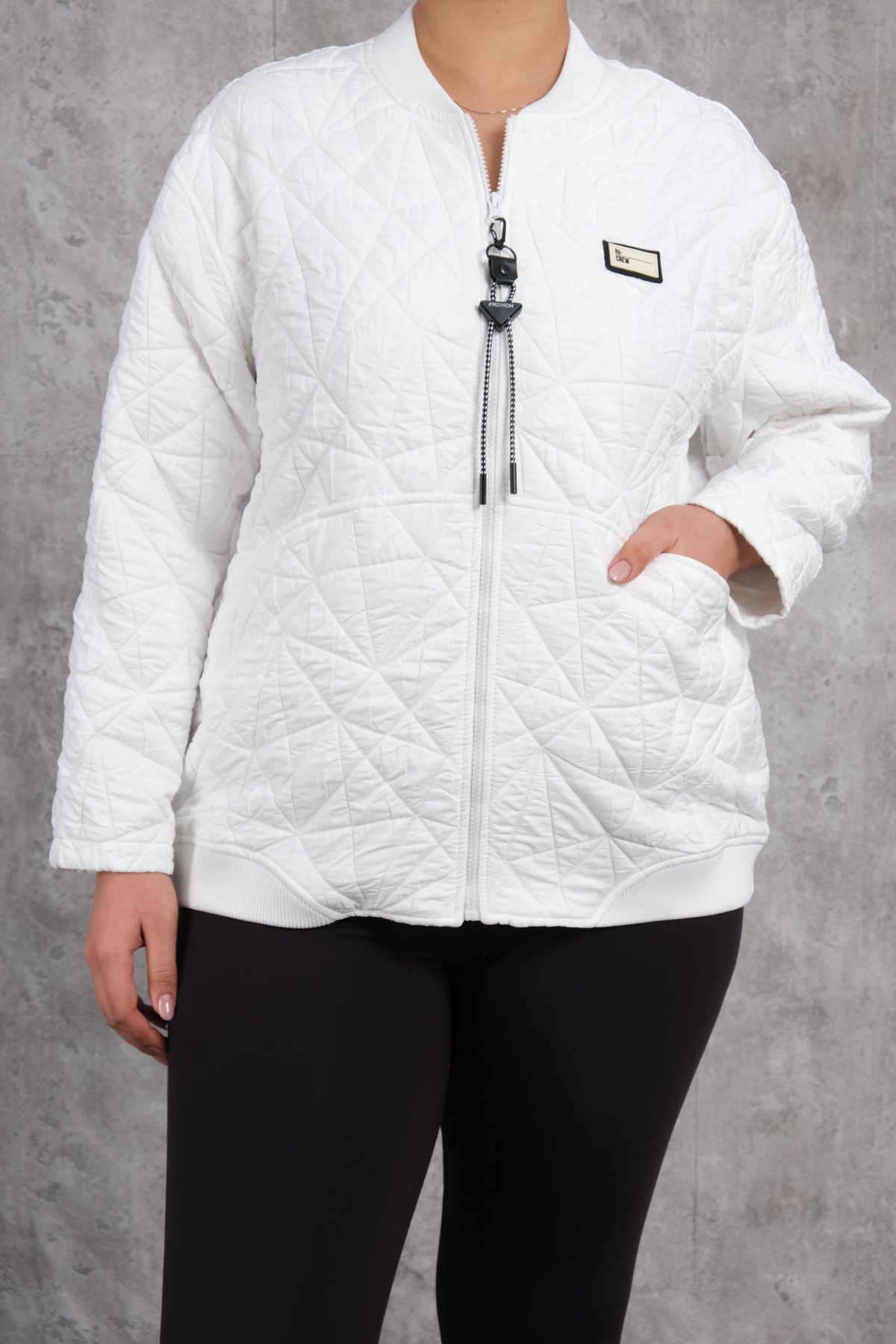 Plus Size Short Sport Jacket-White