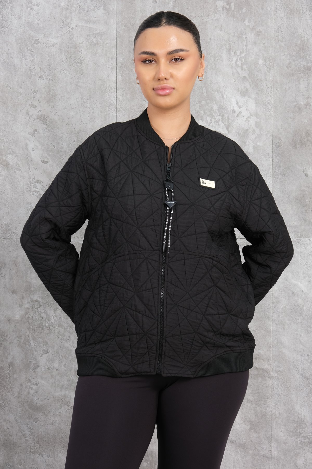 Plus Size Short Sport Jacket-Black