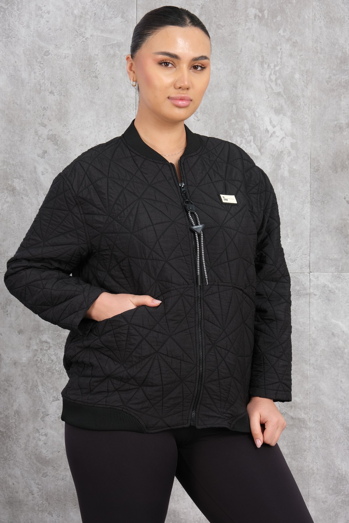 Plus Size Short Sport Jacket-Black