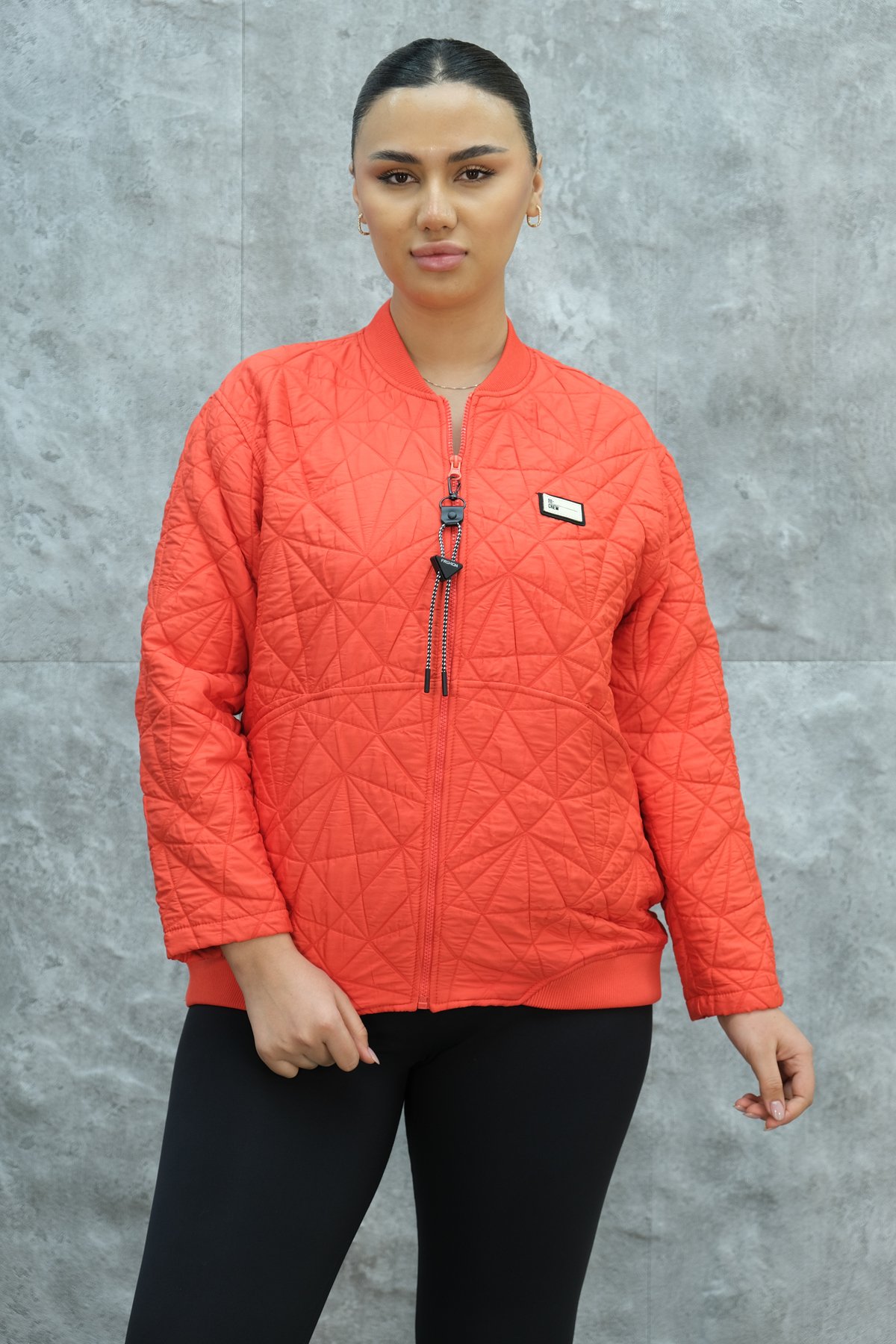 Plus Size Short Sport Jacket-Coral