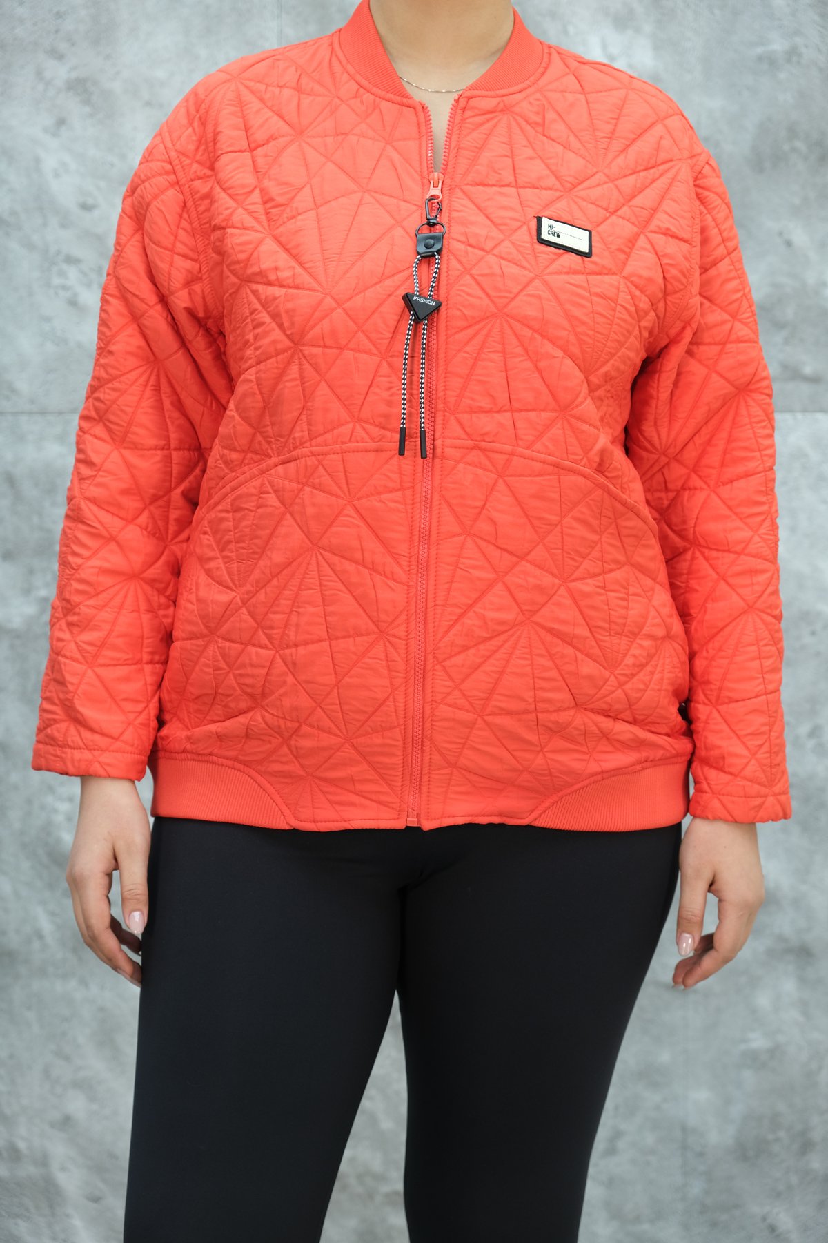 Plus Size Short Sport Jacket-Coral