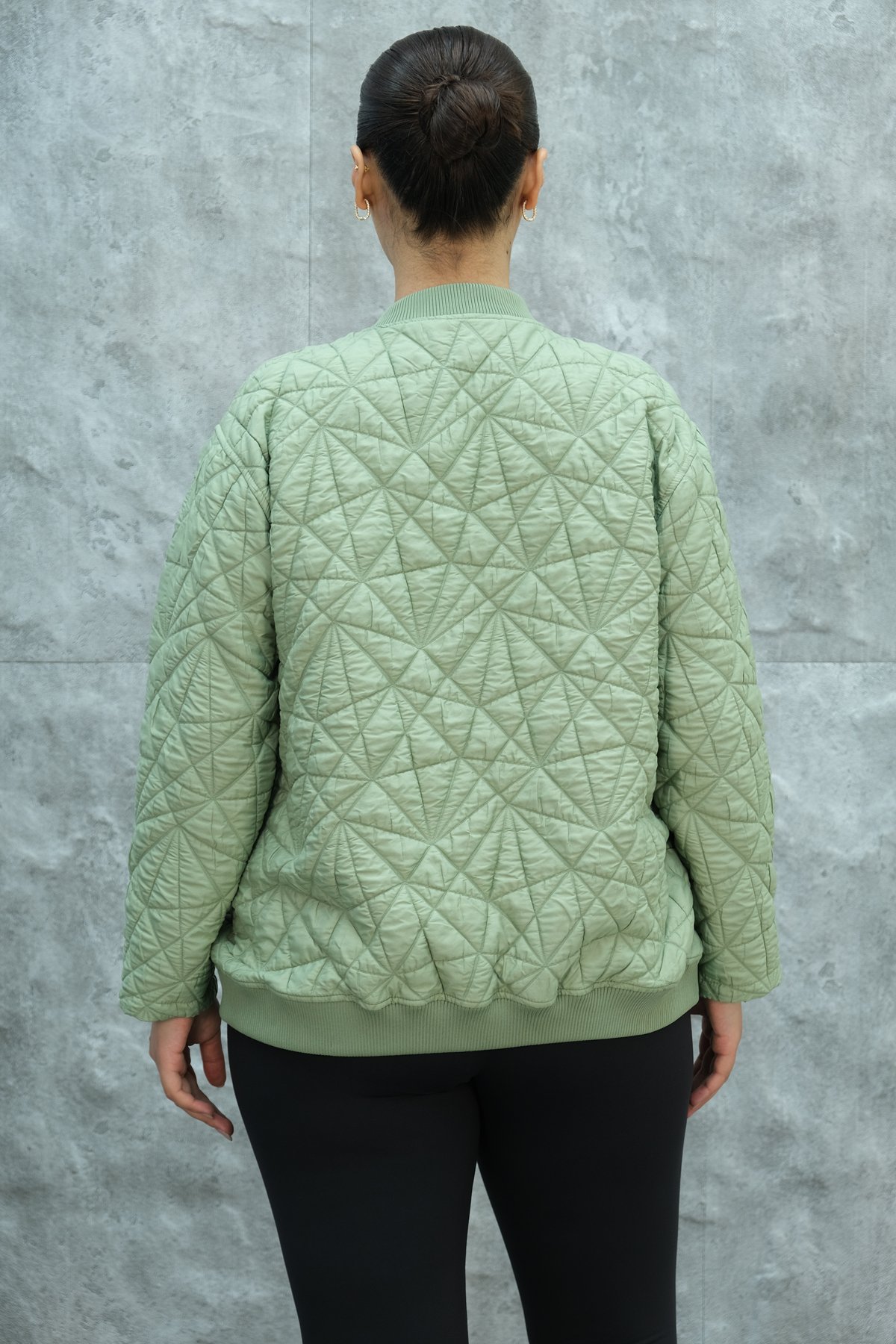 Plus Size Short Sport Jacket-Green