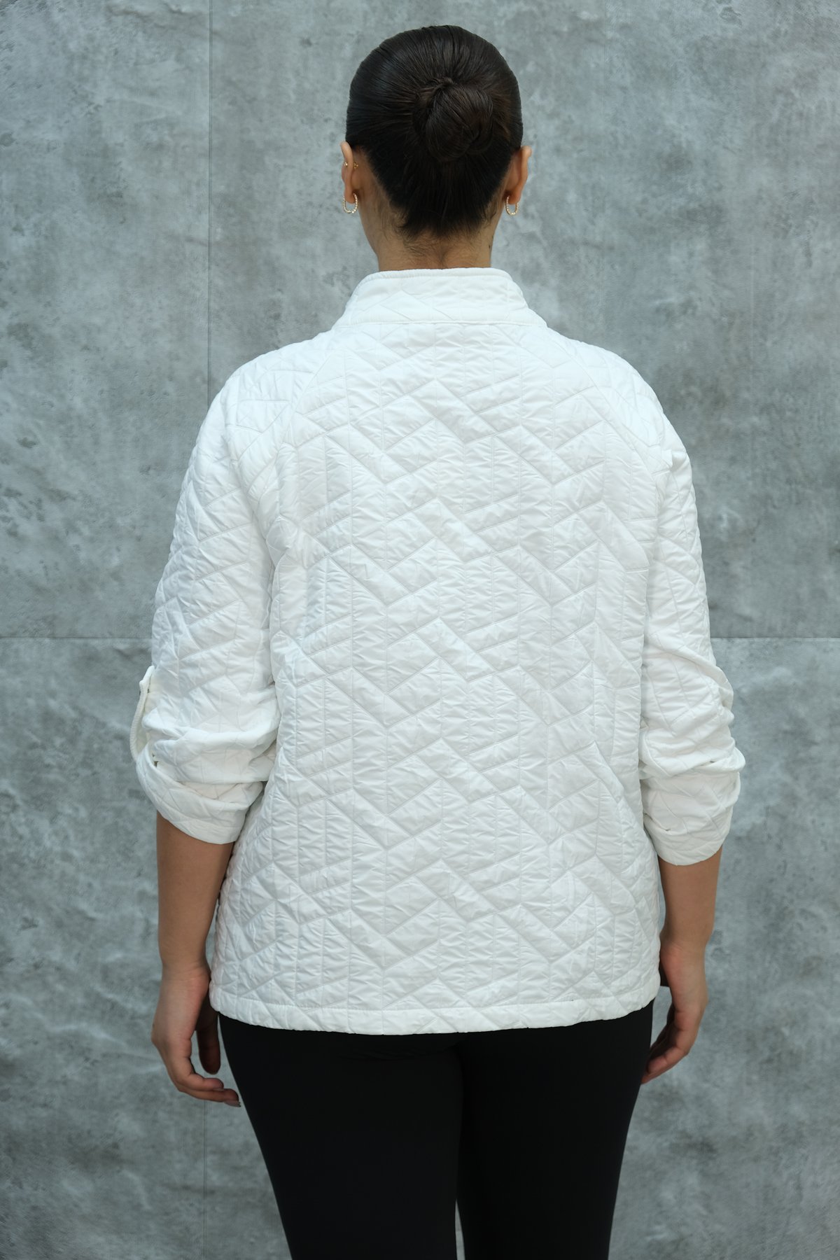 Plus Size Short Sport Jacket-White