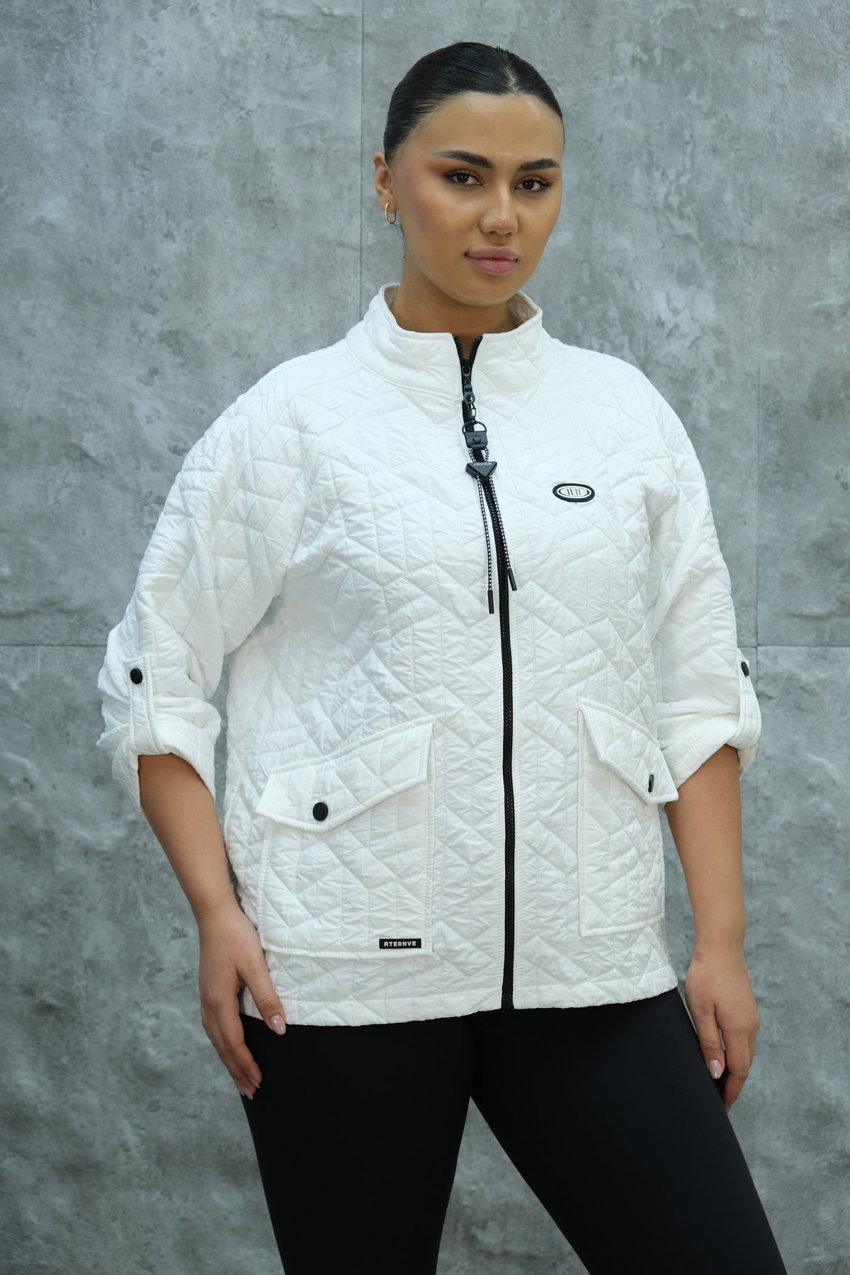 Plus Size Short Sport Jacket-White