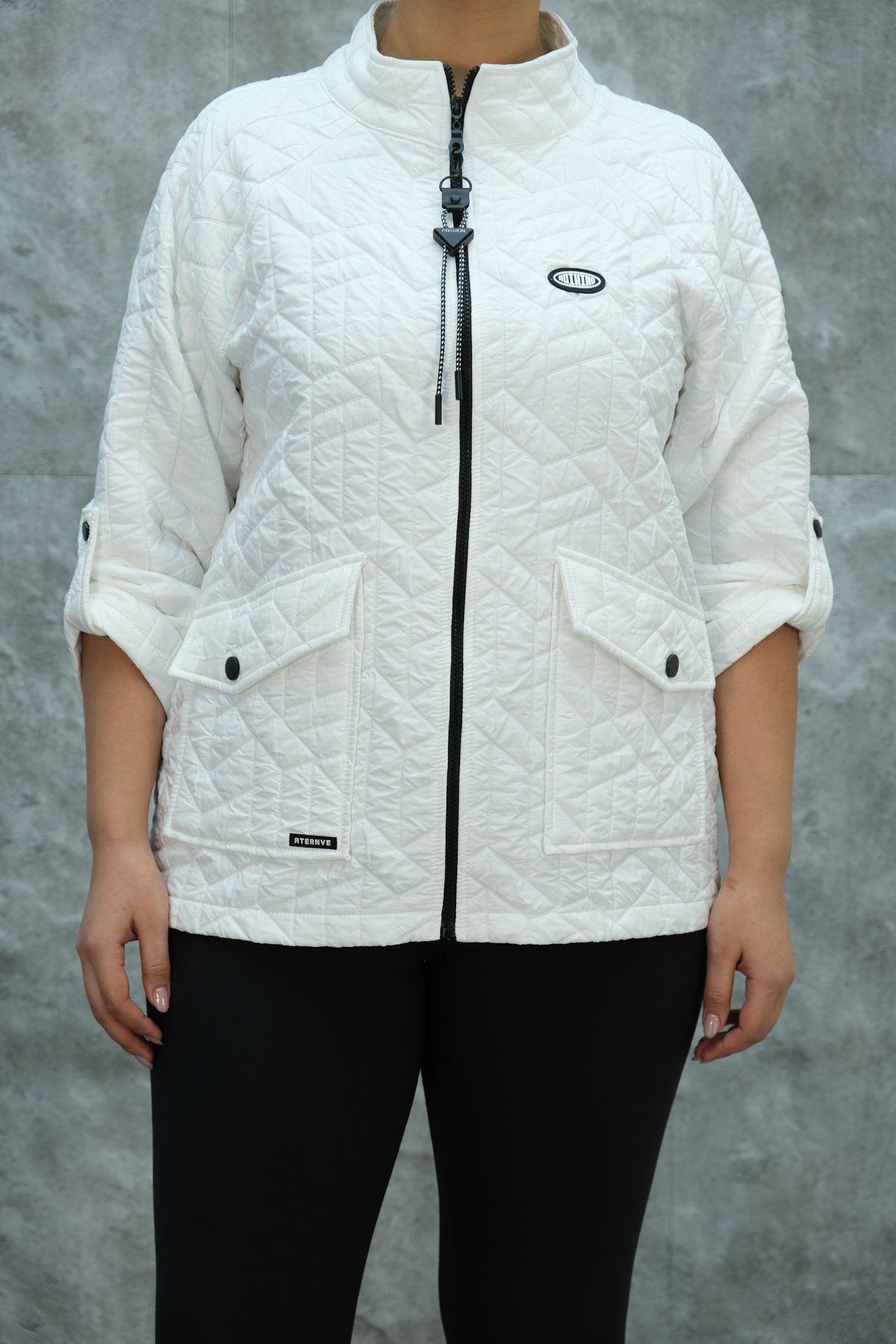Plus Size Short Sport Jacket-White