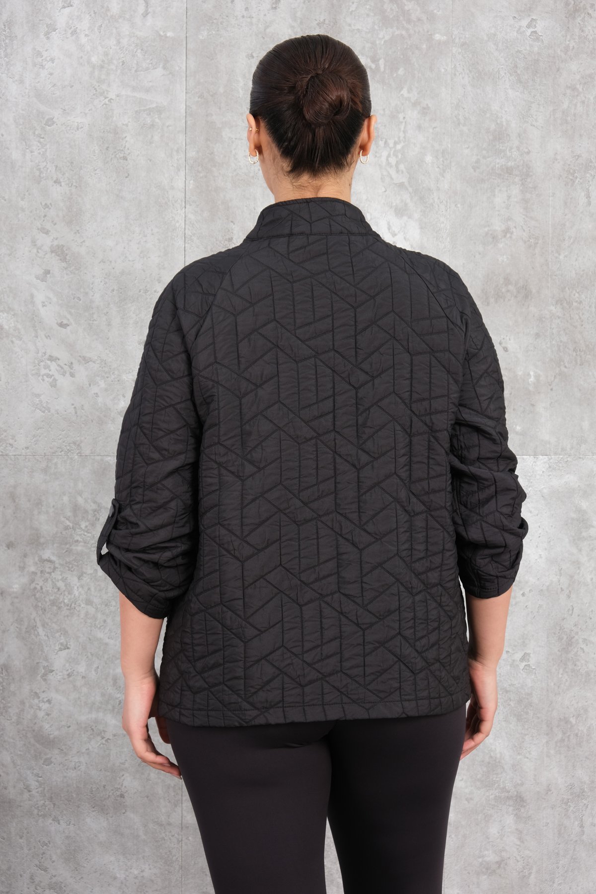 Plus Size Short Sport Jacket-Black