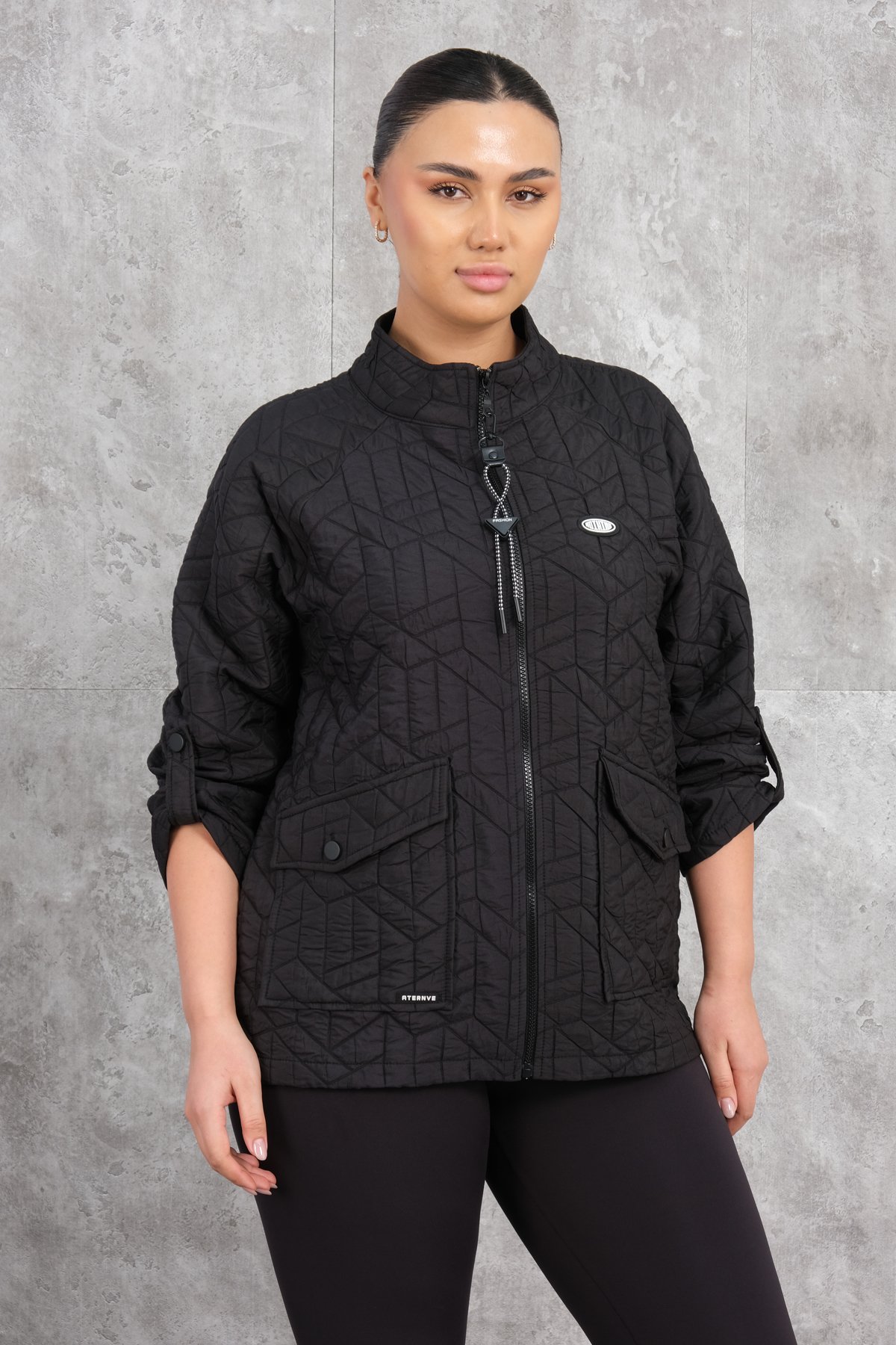 Plus Size Short Sport Jacket-Black