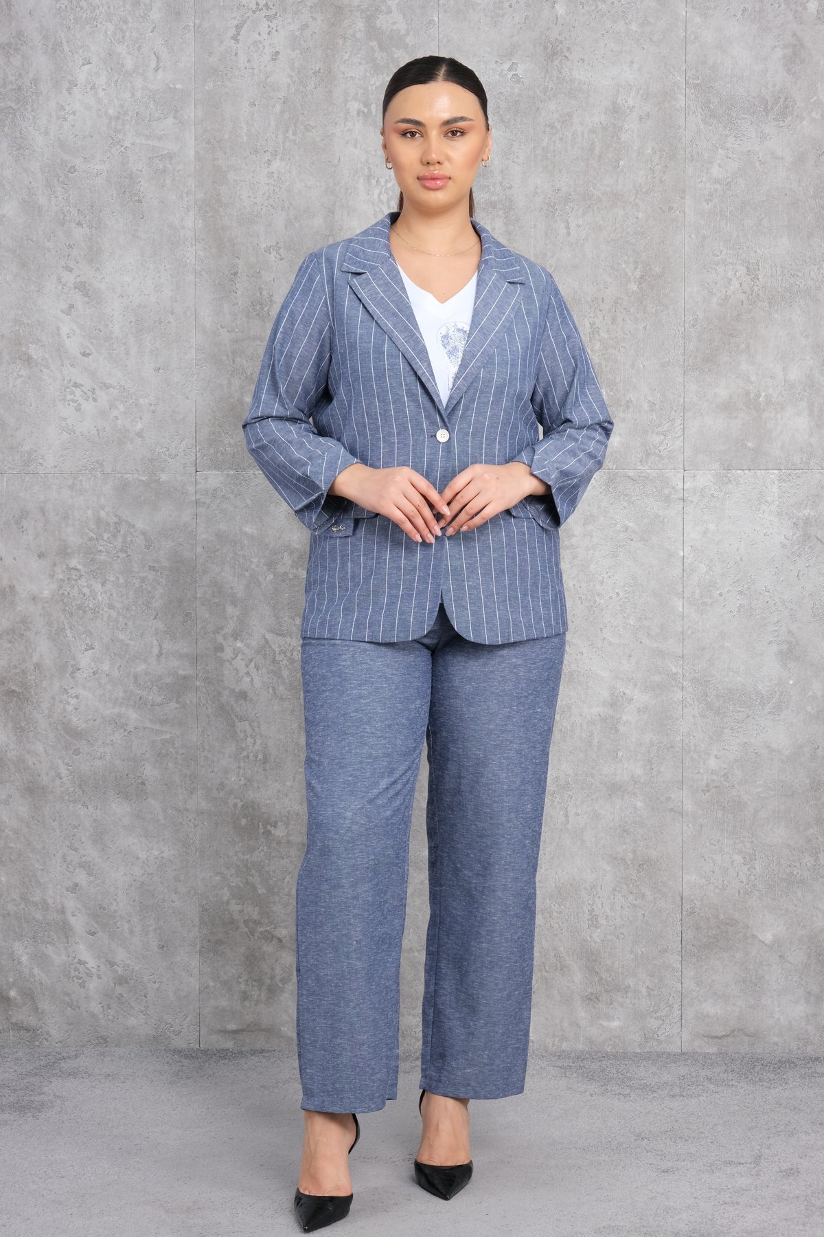 Plus Size Three-Piece Set-Blue