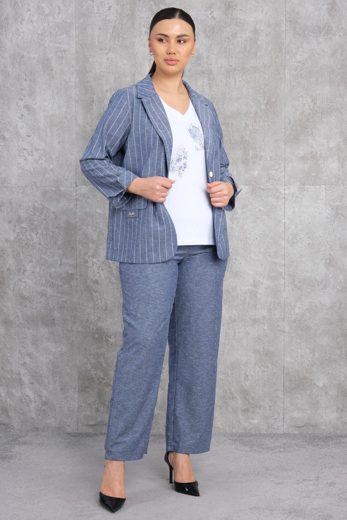 Plus Size Three-Piece Set-Blue