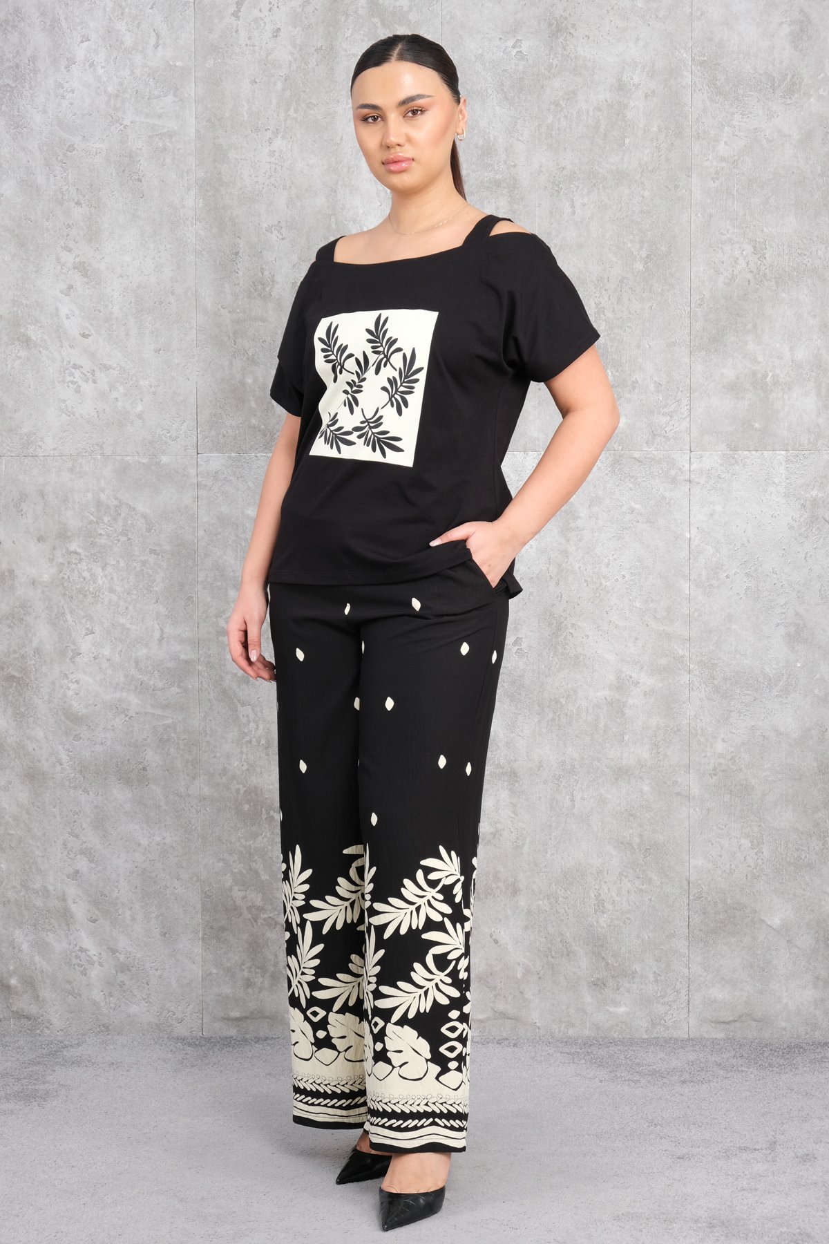 Plus Size Two-Piece Set-Black