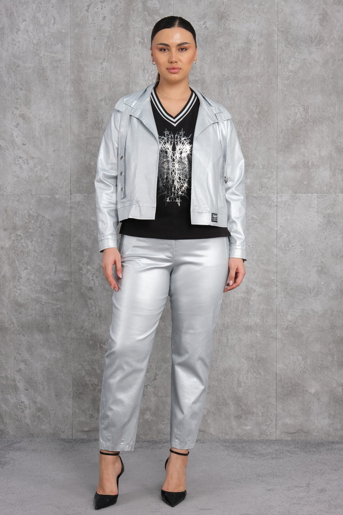 Plus Size Three-Piece Set-Grey