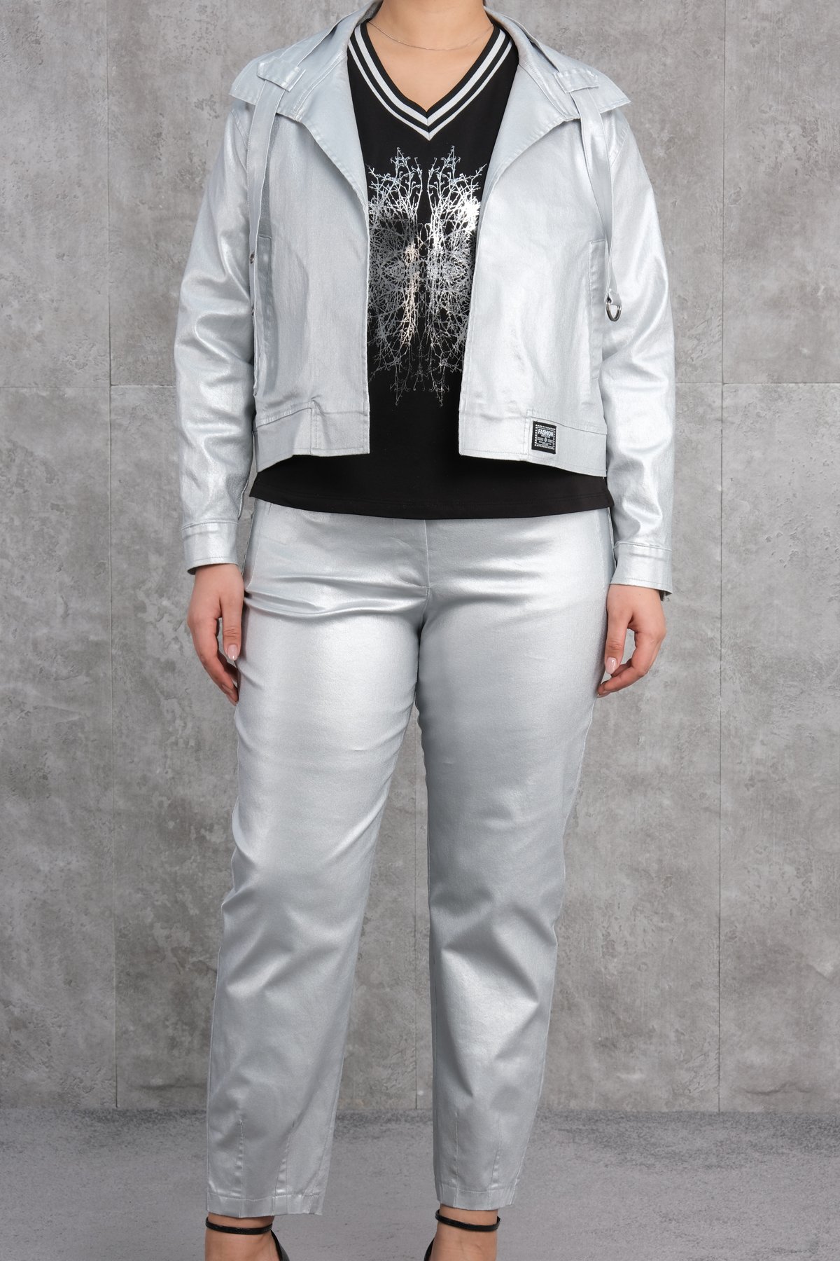 Plus Size Three-Piece Set-Grey