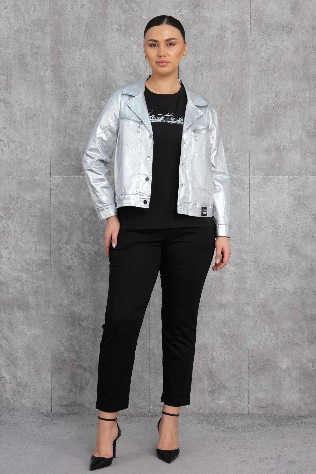 Plus Size Three-Piece Set-Grey