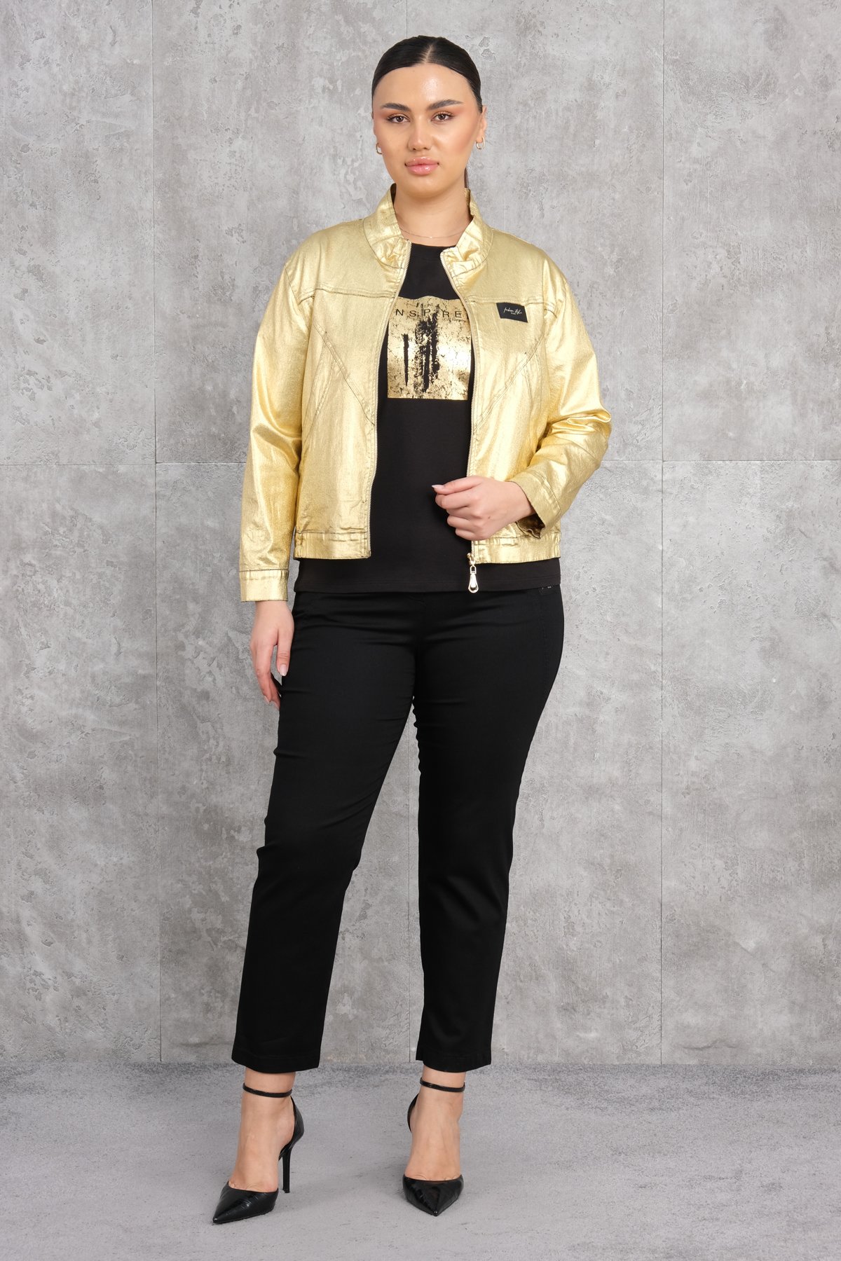 Plus Size Three-Piece Set-Yellow