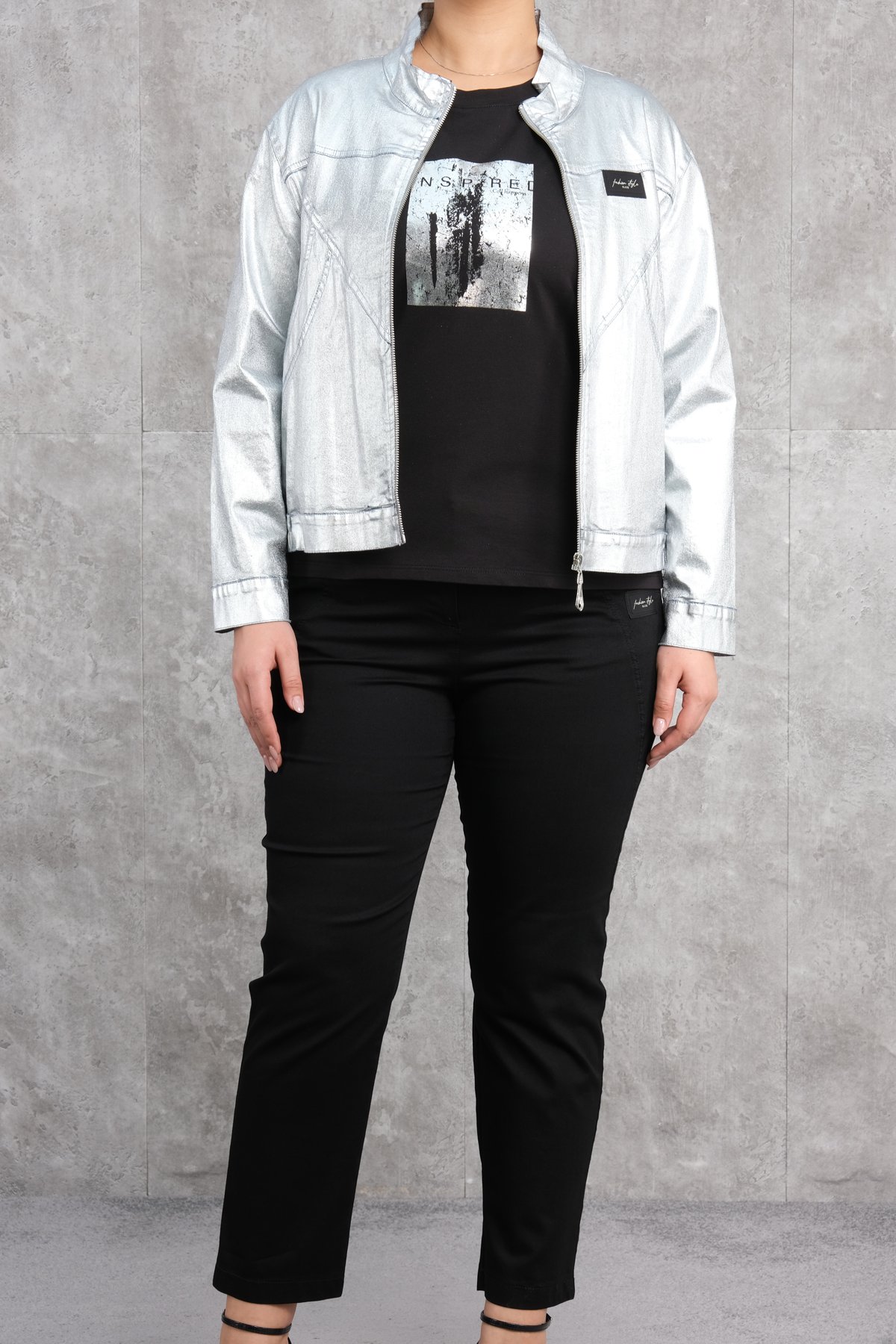 Plus Size Three-Piece Set-Grey