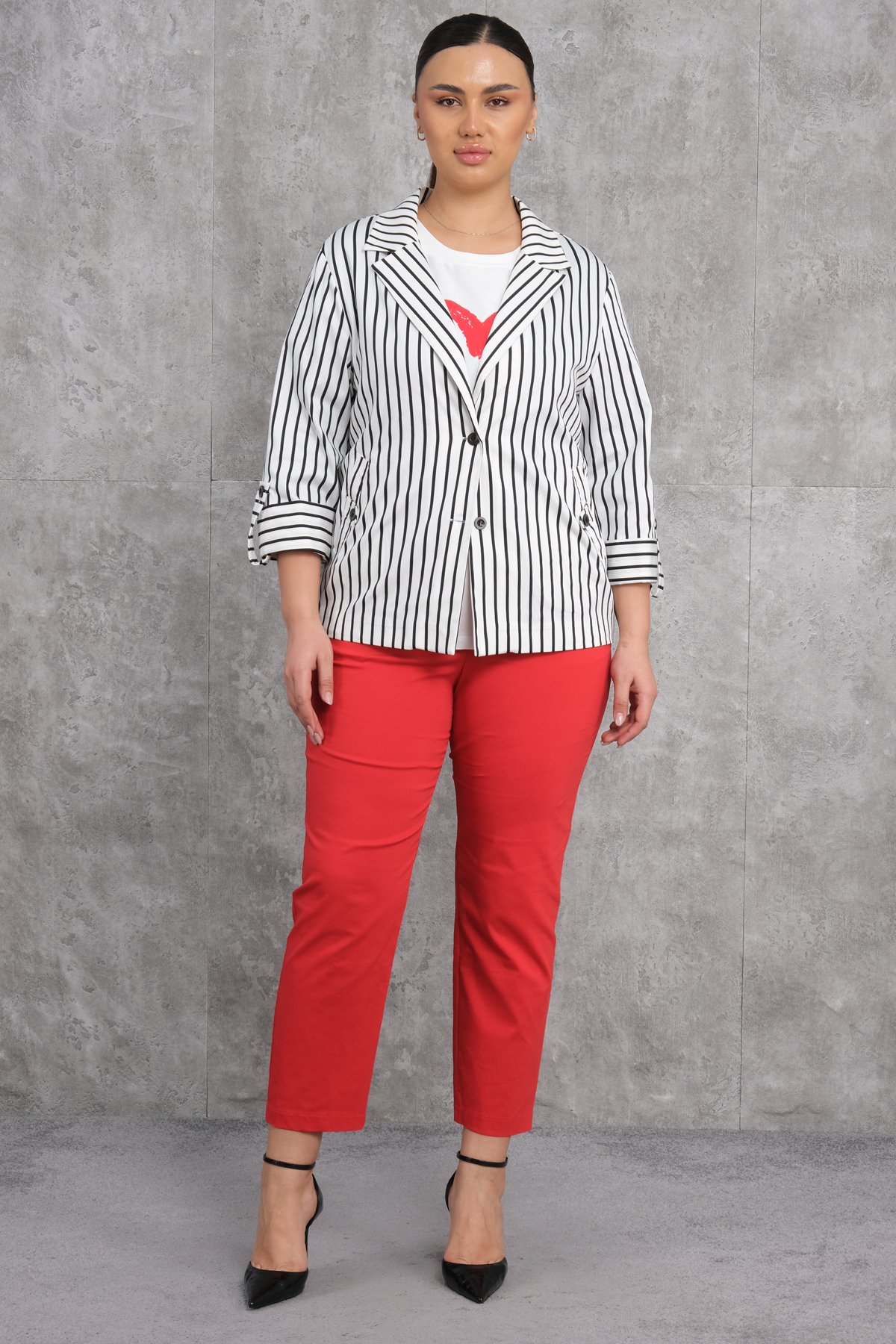 Plus Size Three-Piece Set-Red