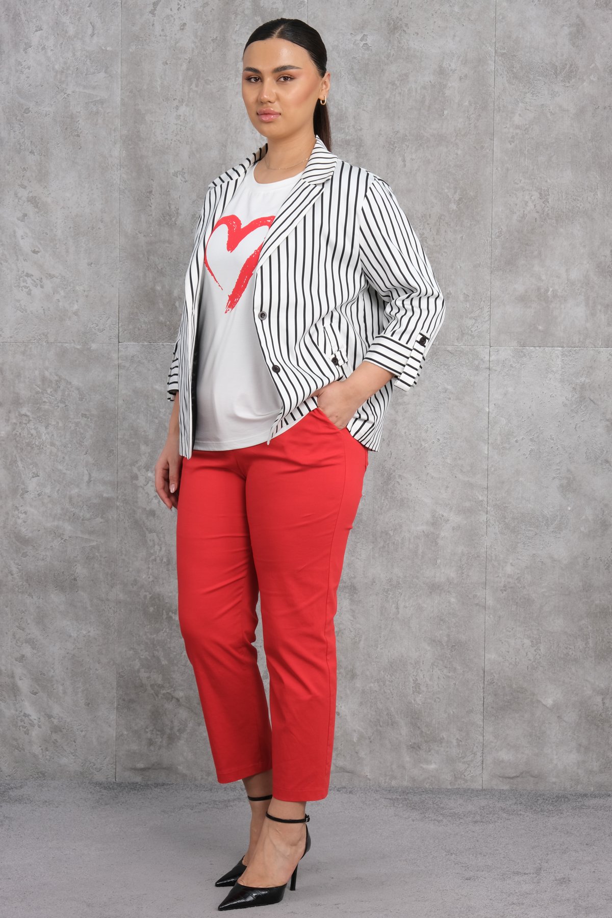 Plus Size Three-Piece Set-Red