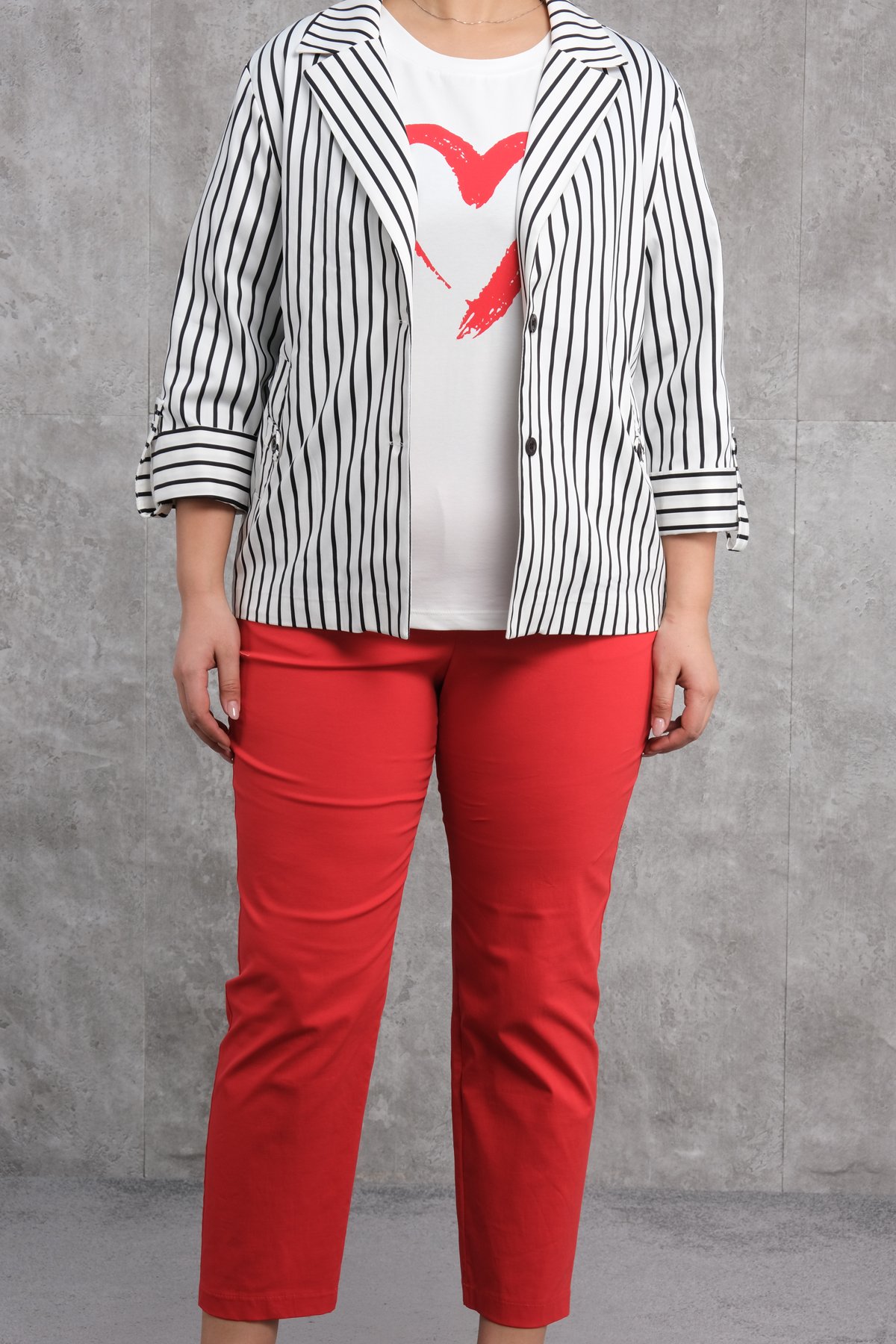 Plus Size Three-Piece Set-Red