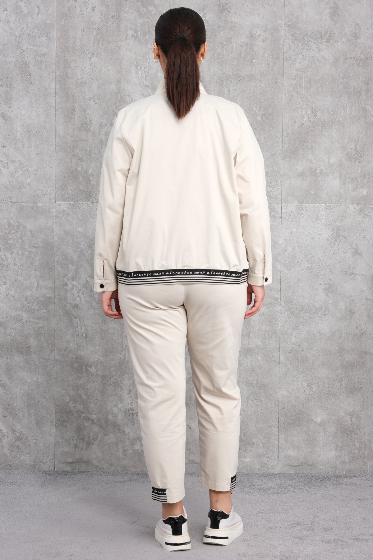 Plus Size Three-Piece Sports Set-Beige