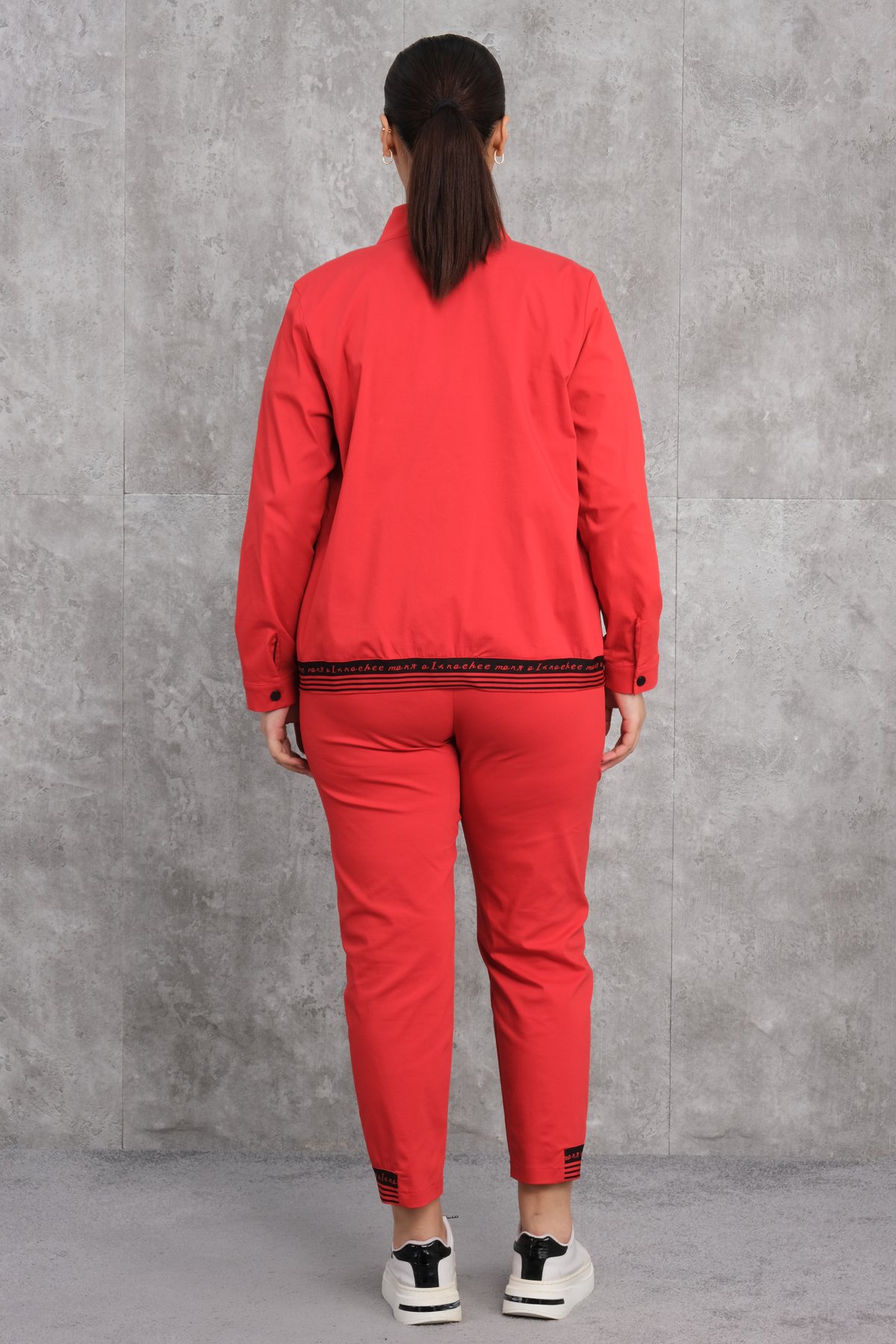 Plus Size Three-Piece Sports Set-Red