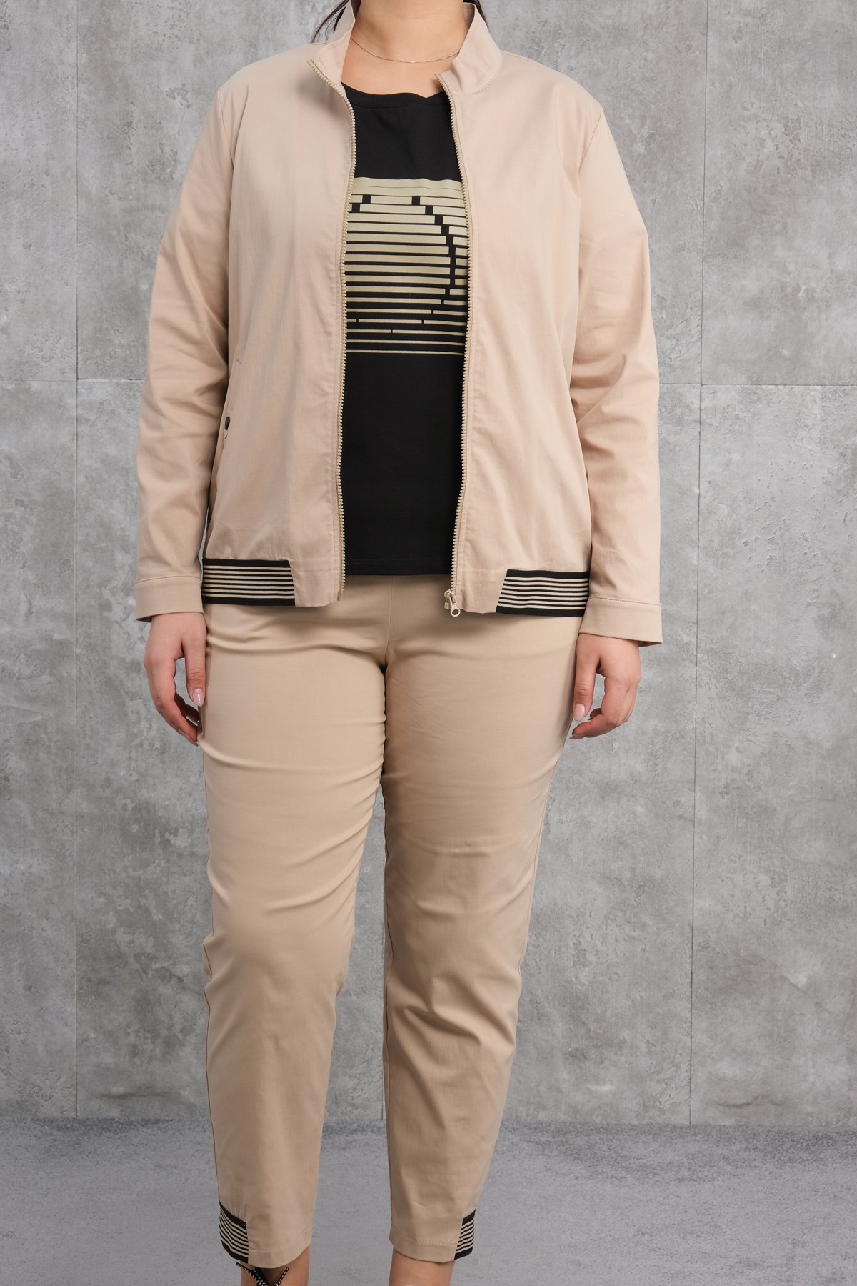 Plus Size Three-Piece Sports Set-Mink