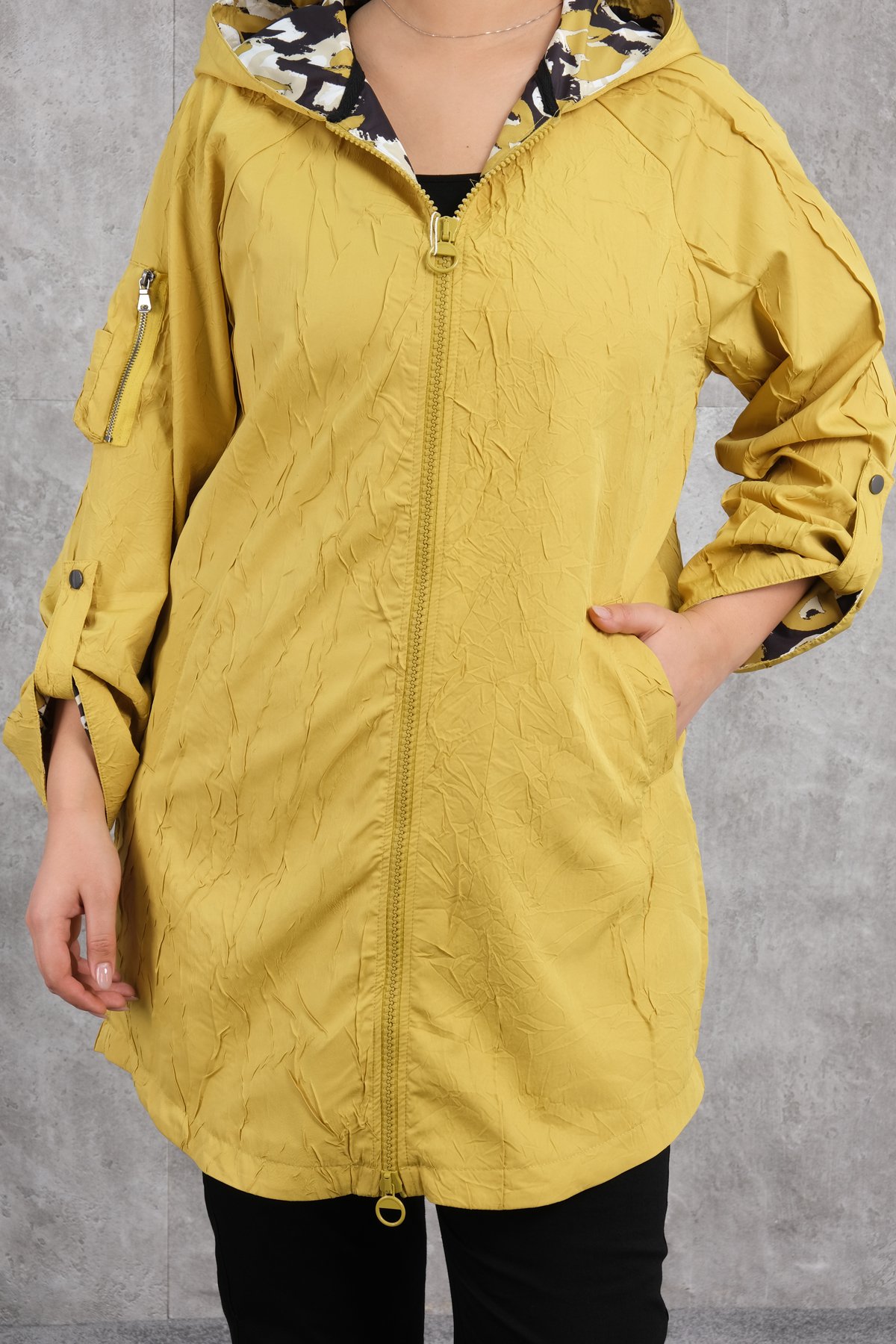 Plus Size Trench Coat-Yellow