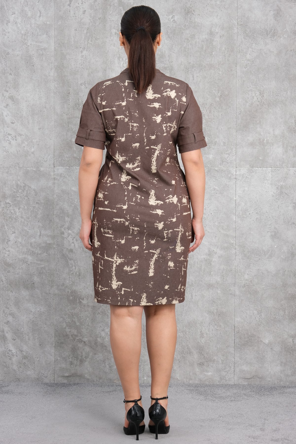 Plus Size Dress-Brown