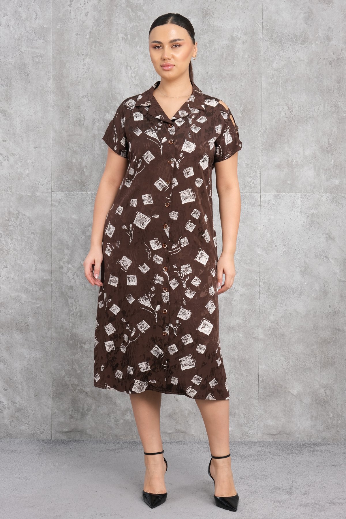Plus Size Dress-Brown