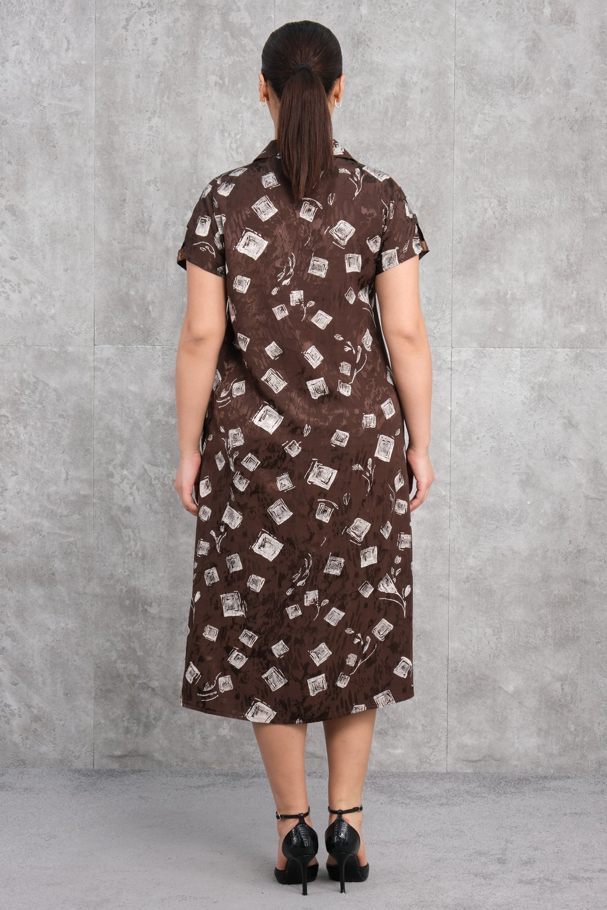 Plus Size Dress-Brown
