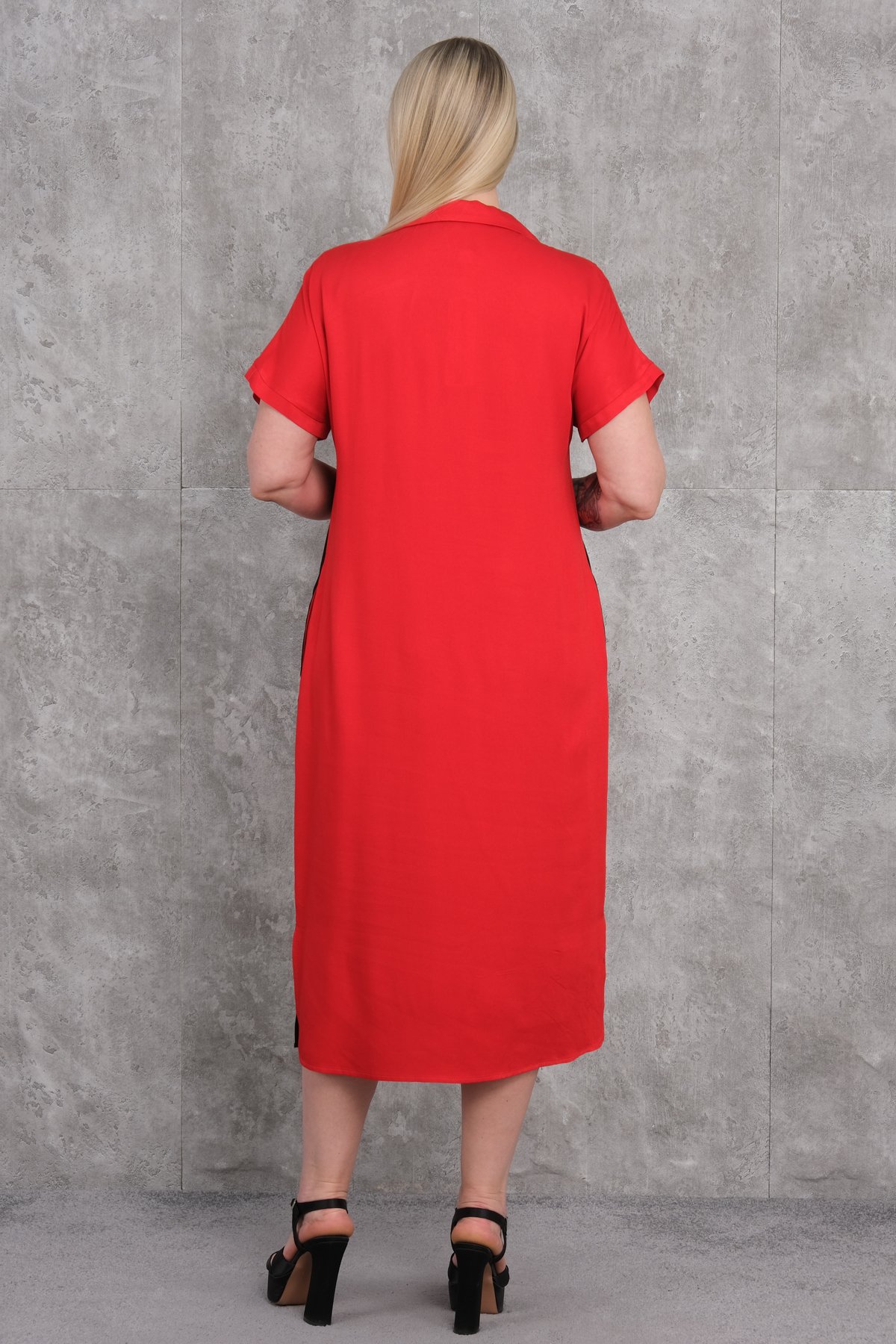 Casual Plus Size Dress-Red