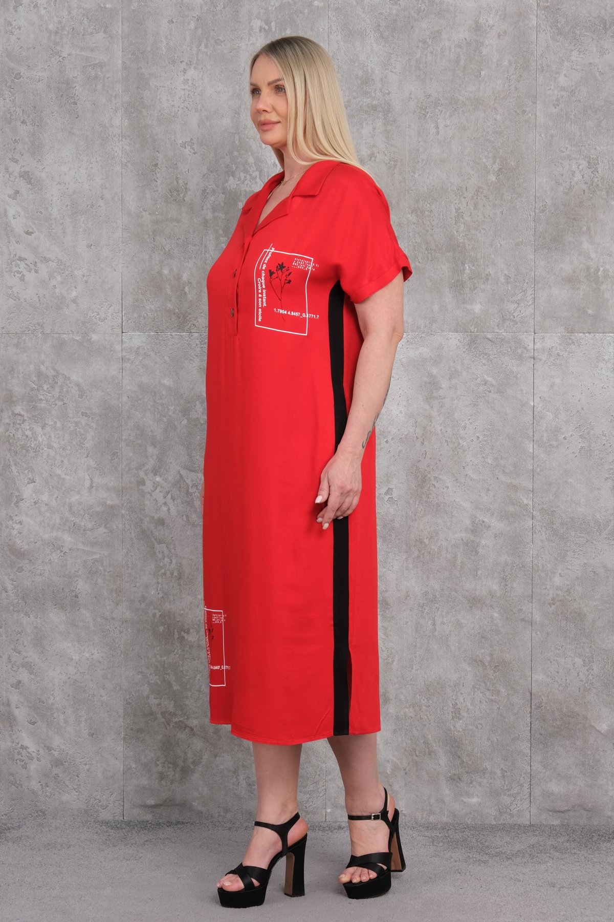Casual Plus Size Dress-Red