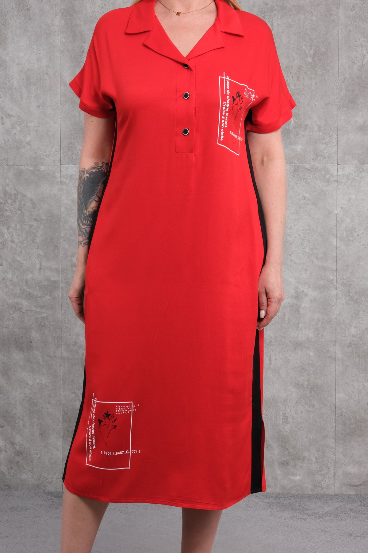 Casual Plus Size Dress-Red